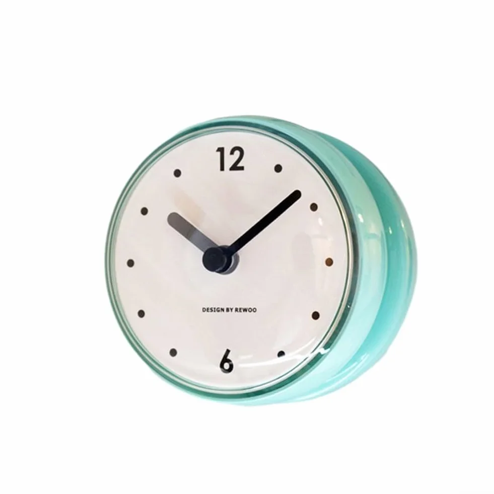 Reloj de Pared de Cuarzo Impermeable Antivaho Pequeño 7.5 cm Baño Espejo Ventosa