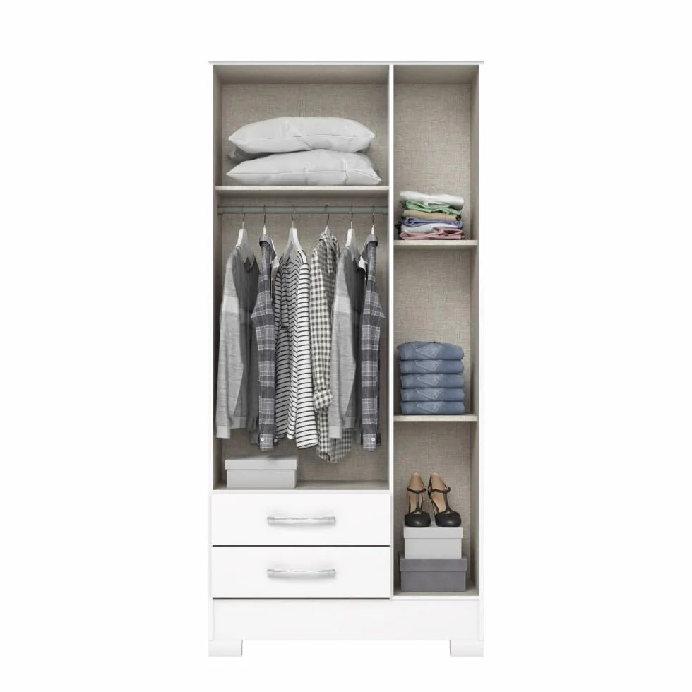 Befara Armario Juvenil con CAJONES MANAOS, Blanco, 82,5 x 46,5 x 185 cm, Armario ropero pequeño de 80 cm con cajones y estantes, armarios pequeños, armarios percheros, armarios Juveniles