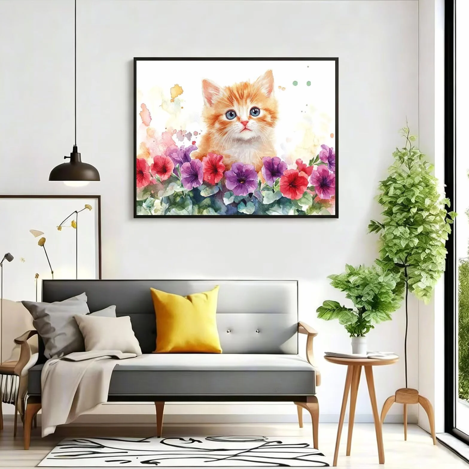 Pintar por Numeros planta Pinturas Acrilicas gato Pintura por Numeros Adultos DIY Lienzos para Pintar, Pintura Acrilica Manualidades, Decoración para Hogar, Regalos Cumpleaños 90x120cm Sin Marco q-984