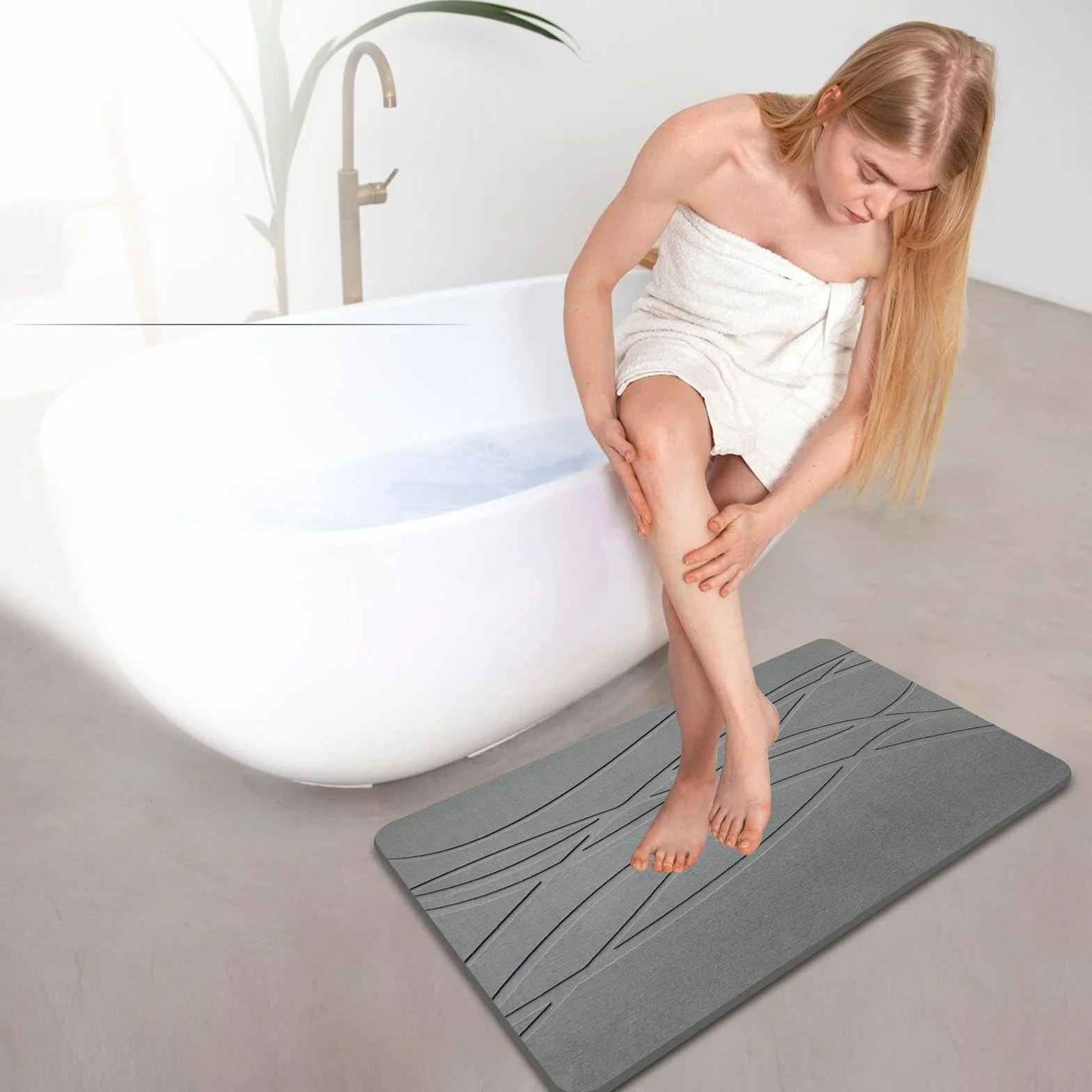 Alfombra baño diatomita antideslizante absorbente secado rápido para ducha y fregadero