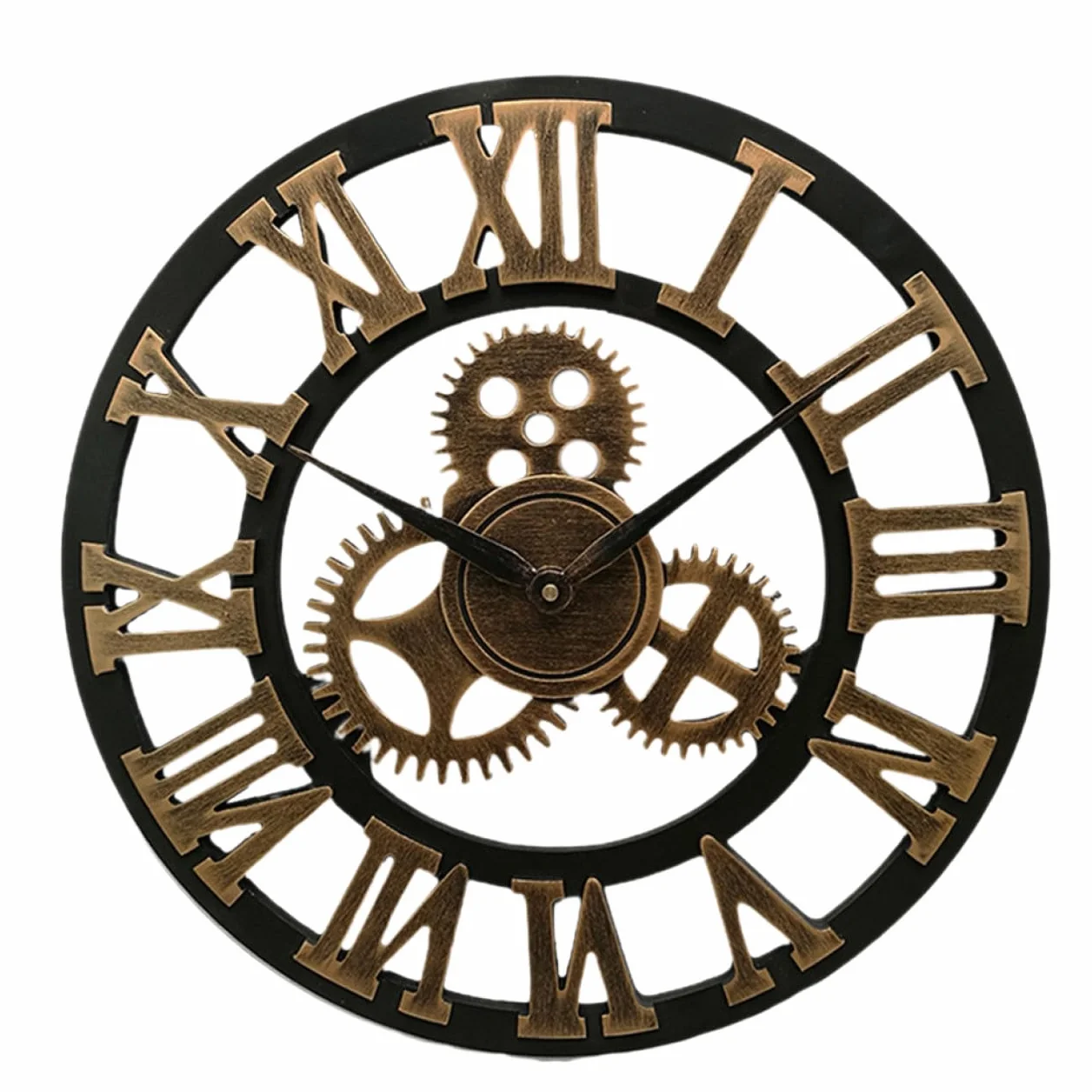 Alipis Reloj de Pared Creativo Engranajes Móviles de Estilo Industrial y Moderno, Material Metal y Madera, Adecuado para Sala de Estar u Oficina