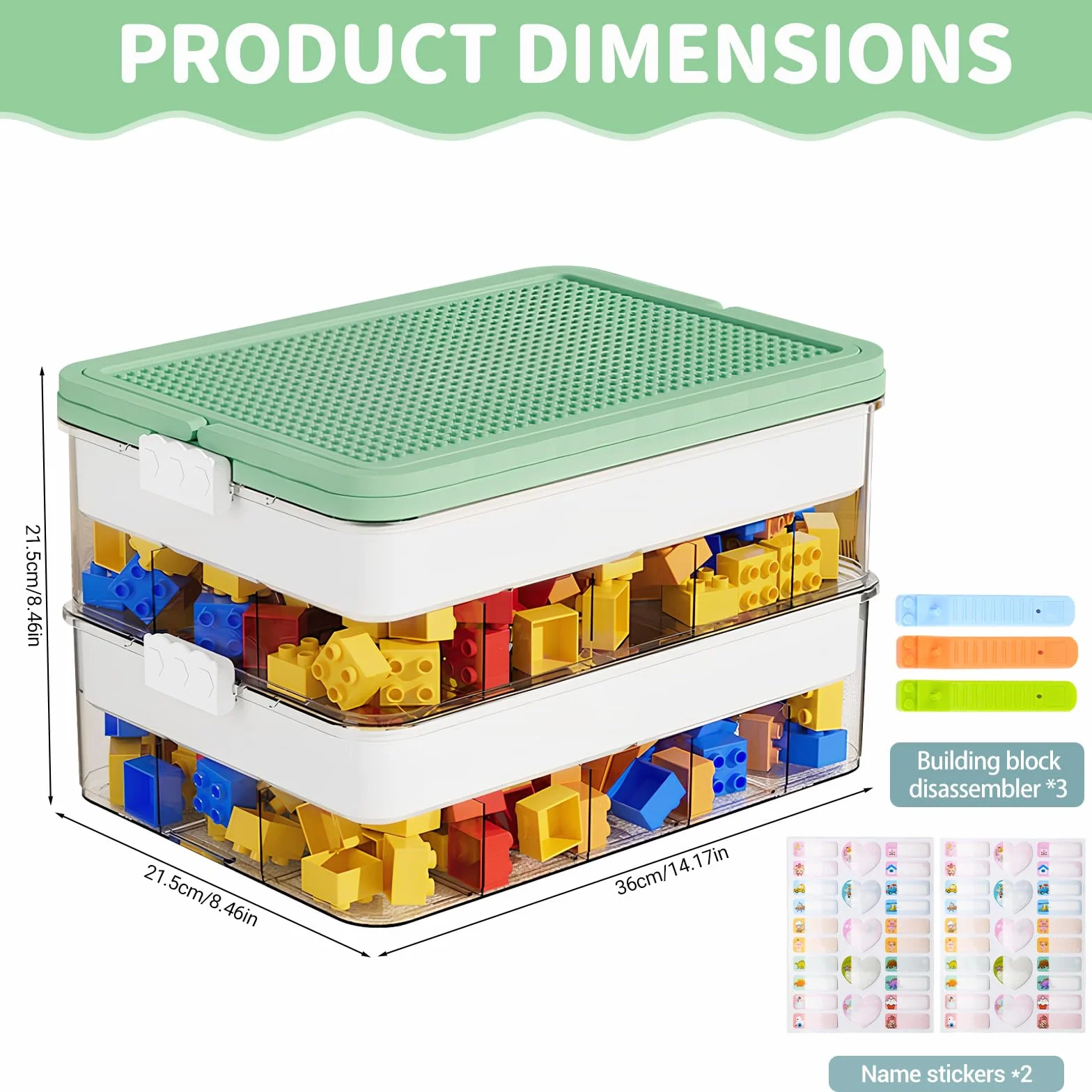 Cajas Almacenaje Lego Organizador Juguetes Transparentes 2 Niveles Bloques Construcción Rompecabezas