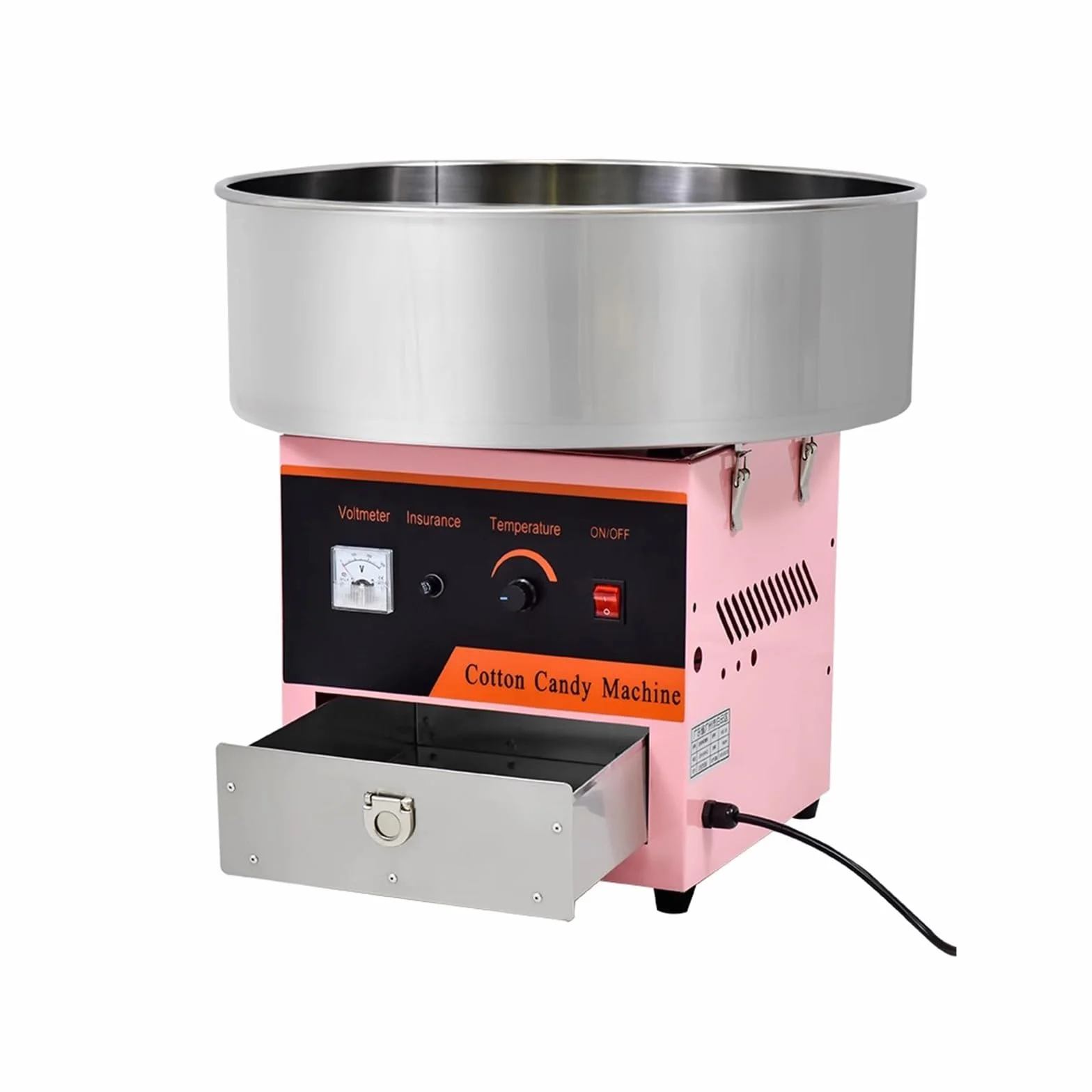 Maquina Algodón Azúcar Máquina eléctrica de algodón de azúcar, fabricante comercial con tazón de acero inoxidable, cuchara for azúcar y cajón for fiesta de cumpleaños Máquina Algodón Caramelo