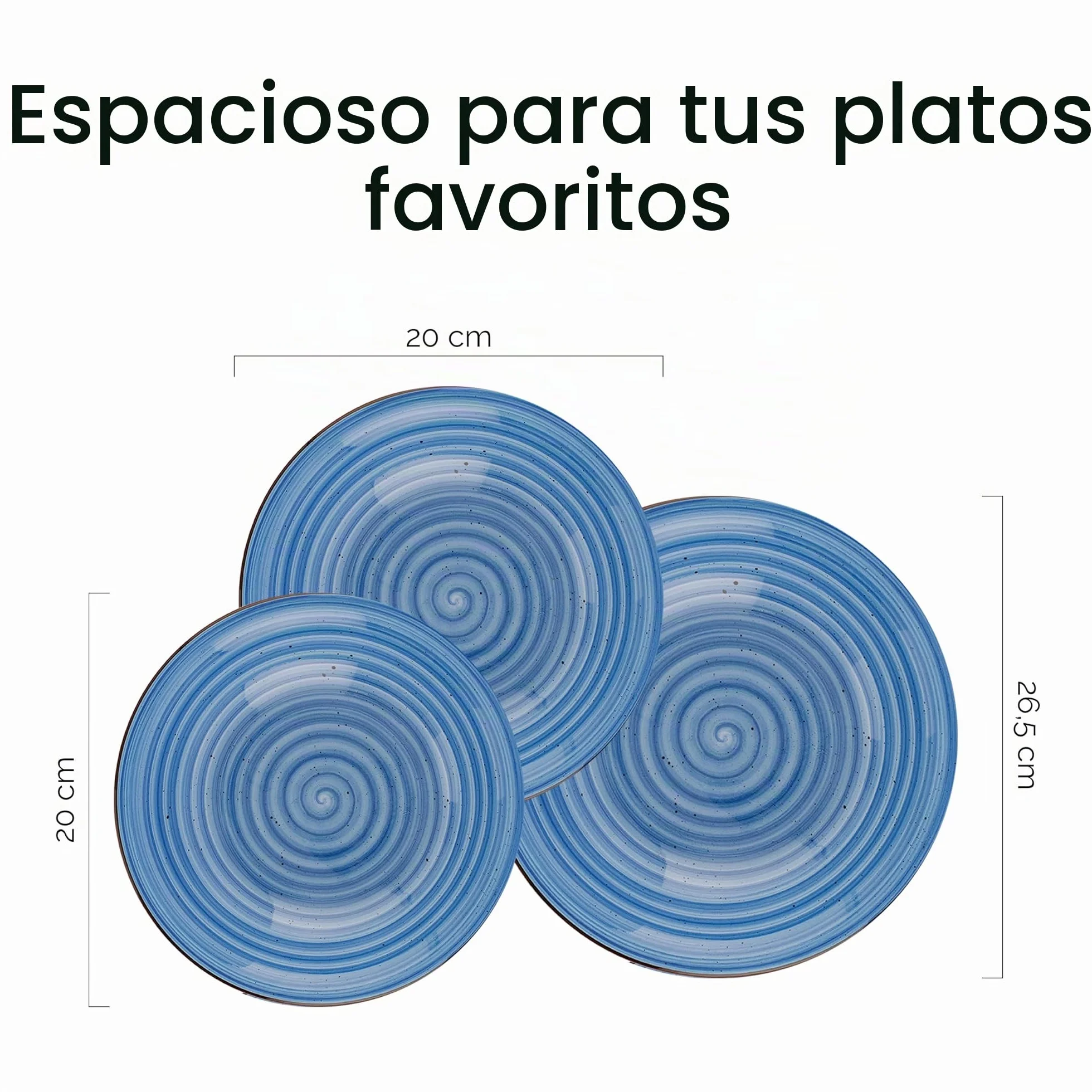Baroni Home Juego de 18 Platos de porcelana y gres, Vajilla para 6 personas, Set Completo, Conjunto de Platos planos, hondos y platillos para postre, Fantasía Colores