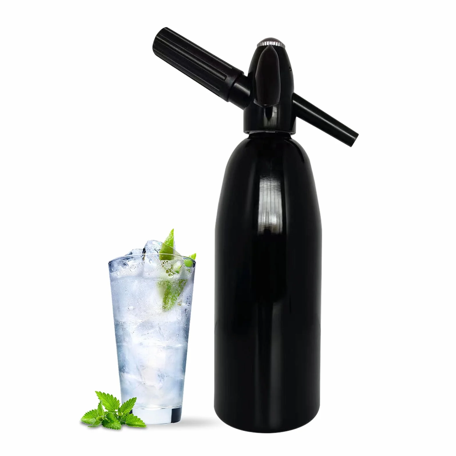 Sifón de Soda, Máquina Para Hacer Soda de 1L Máquina de Aluminio Para Hacer Soda con Limón Minimáquina Portátil Para Hacer Agua con Gas Y Soda Para Bebidas Carbonatadas Jugos Limonada Y Cócteles