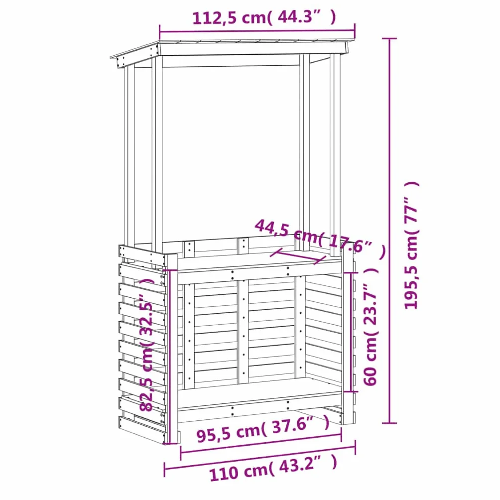 vidaXL Mesa de Bar de Jardín con Techo, Mesita de Barra de Pub, Estante de Almacenamiento, Mueble para Balcón Patio Terraza, Madera Maciza