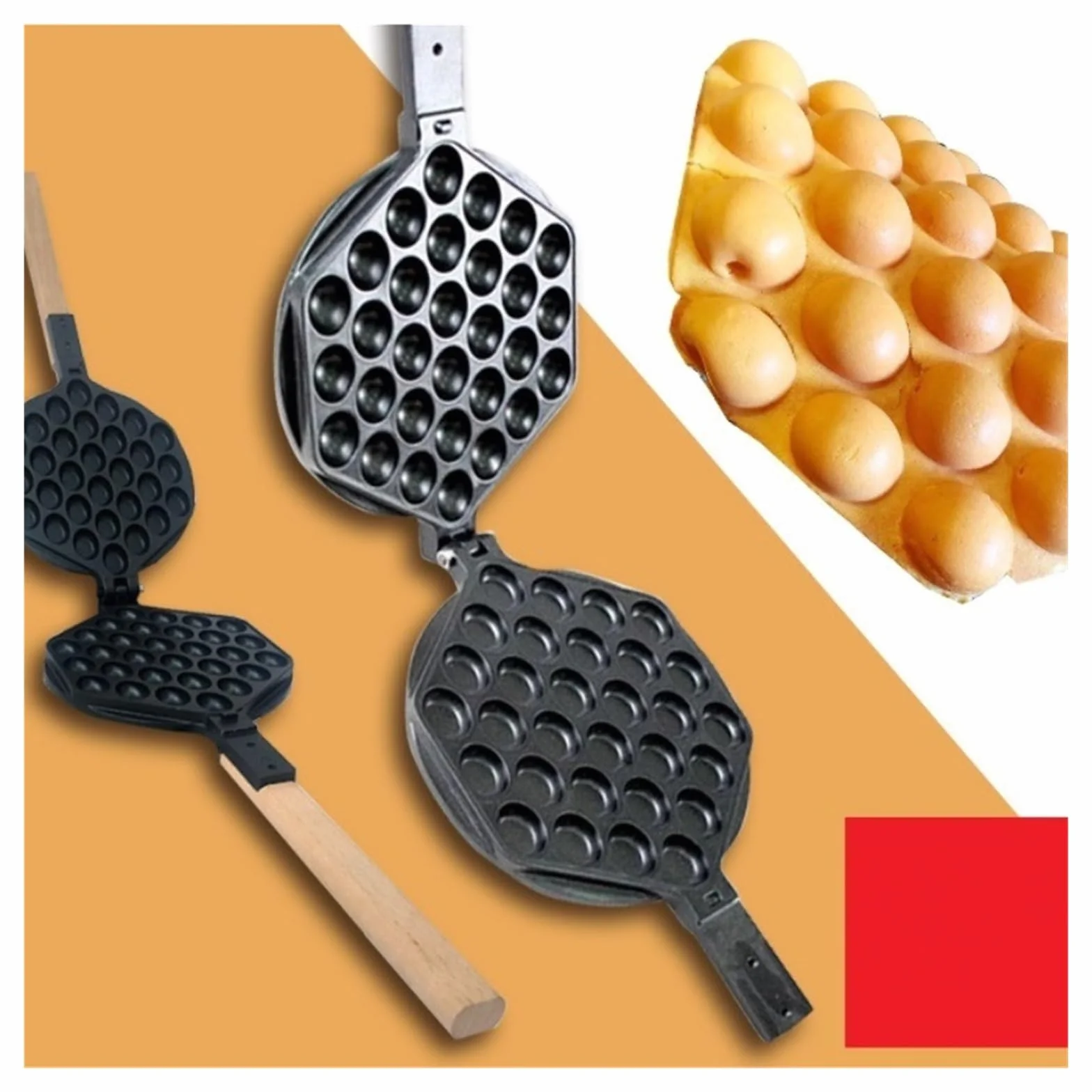 Máquina Comercial For Hacer Waffles Con Forma De Huevo QQ, Molde For Hong Kong, For Pasteles, Eléctrica, Placa Antiadherente Calentamiento Uniforme Y RáPido