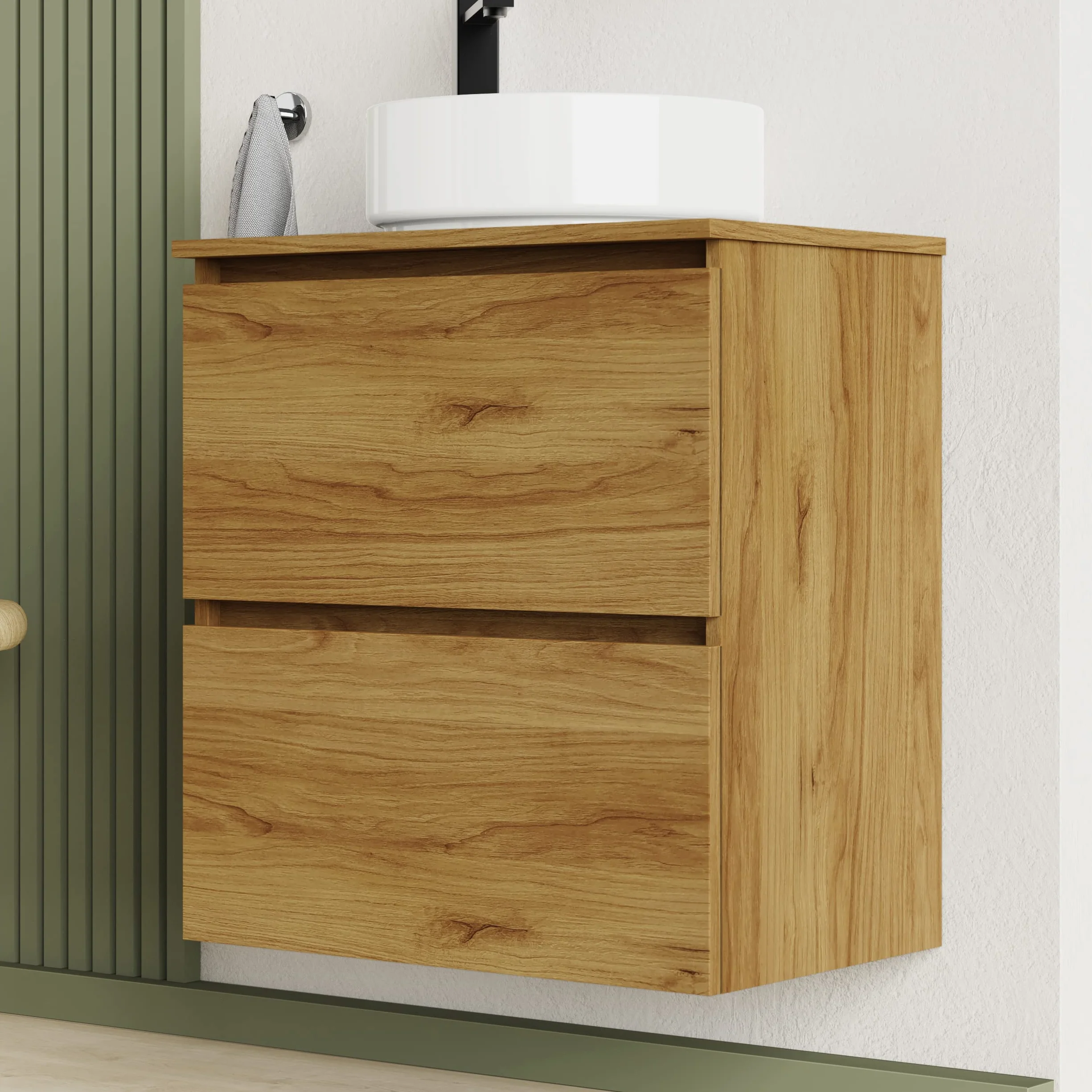 Baikal Mueble de Baño Deva. Mueble Suspendido en Pared Incluye Lavabo cerámico. Disponible en Fondo 39cm y 46cm. Mueble MONTADO.