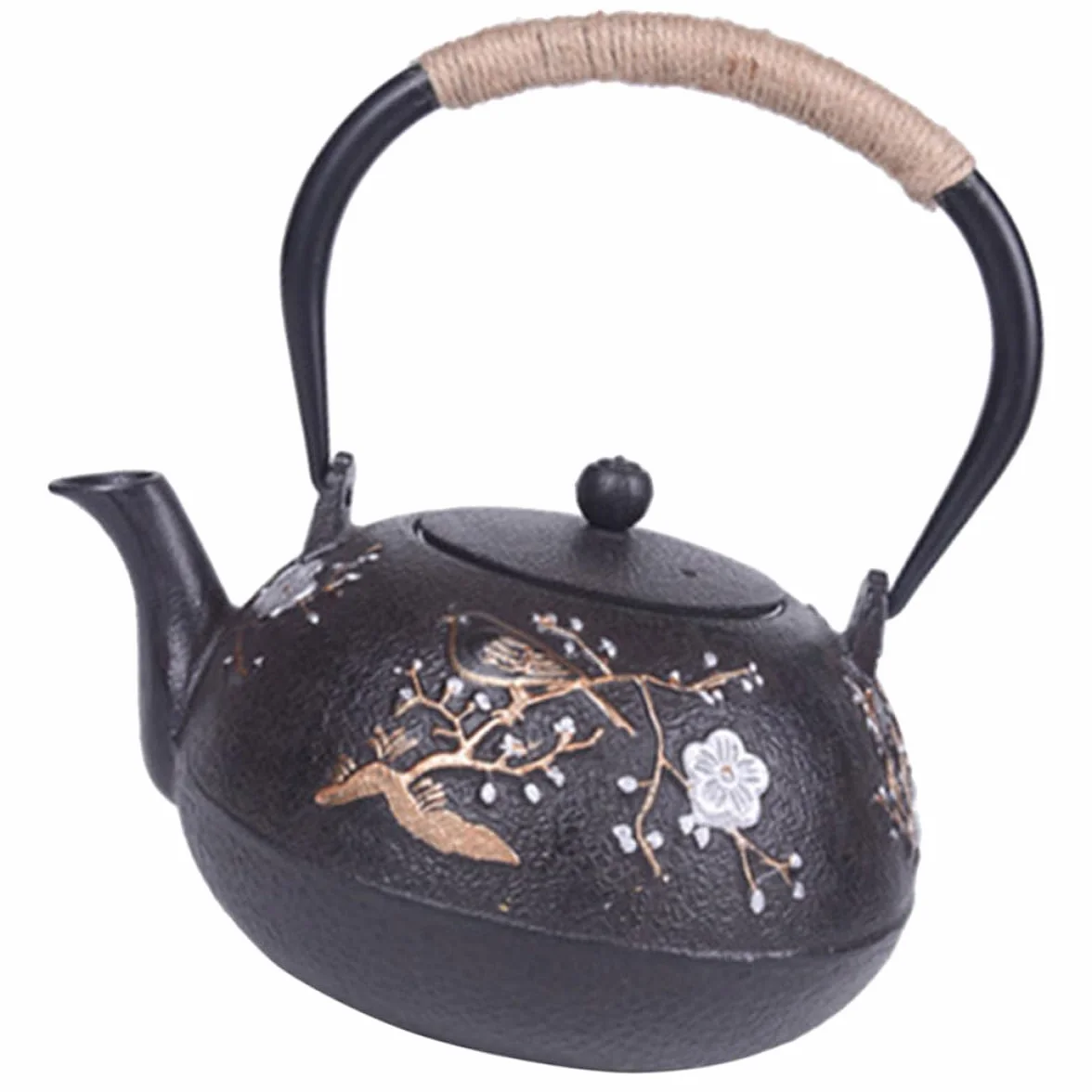 DOITOOL Tetera de Hierro Fundido Tetsubin Pequeña Infusor y Asa Antiquemaduras Tetera Retro para Hogar y Oficina Conservación de Calor para Preparar Té Uso Interior y Exterior