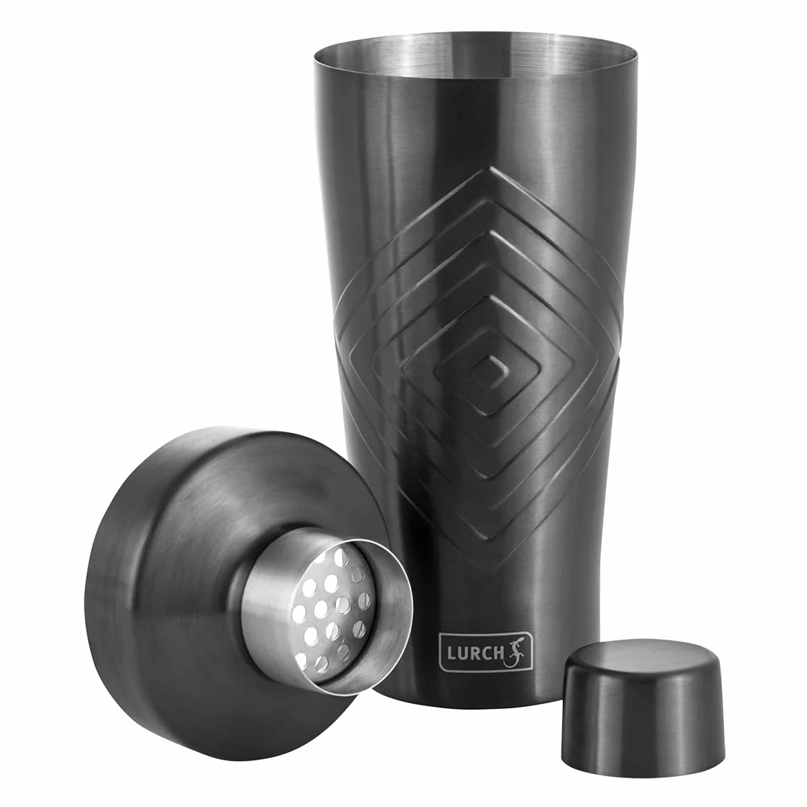 Lurch 240798 - Juego de coctelería (3 Piezas, coctelera, Jigger/Bar y Libro de cócteles, Set de Regalo y Principiantes)