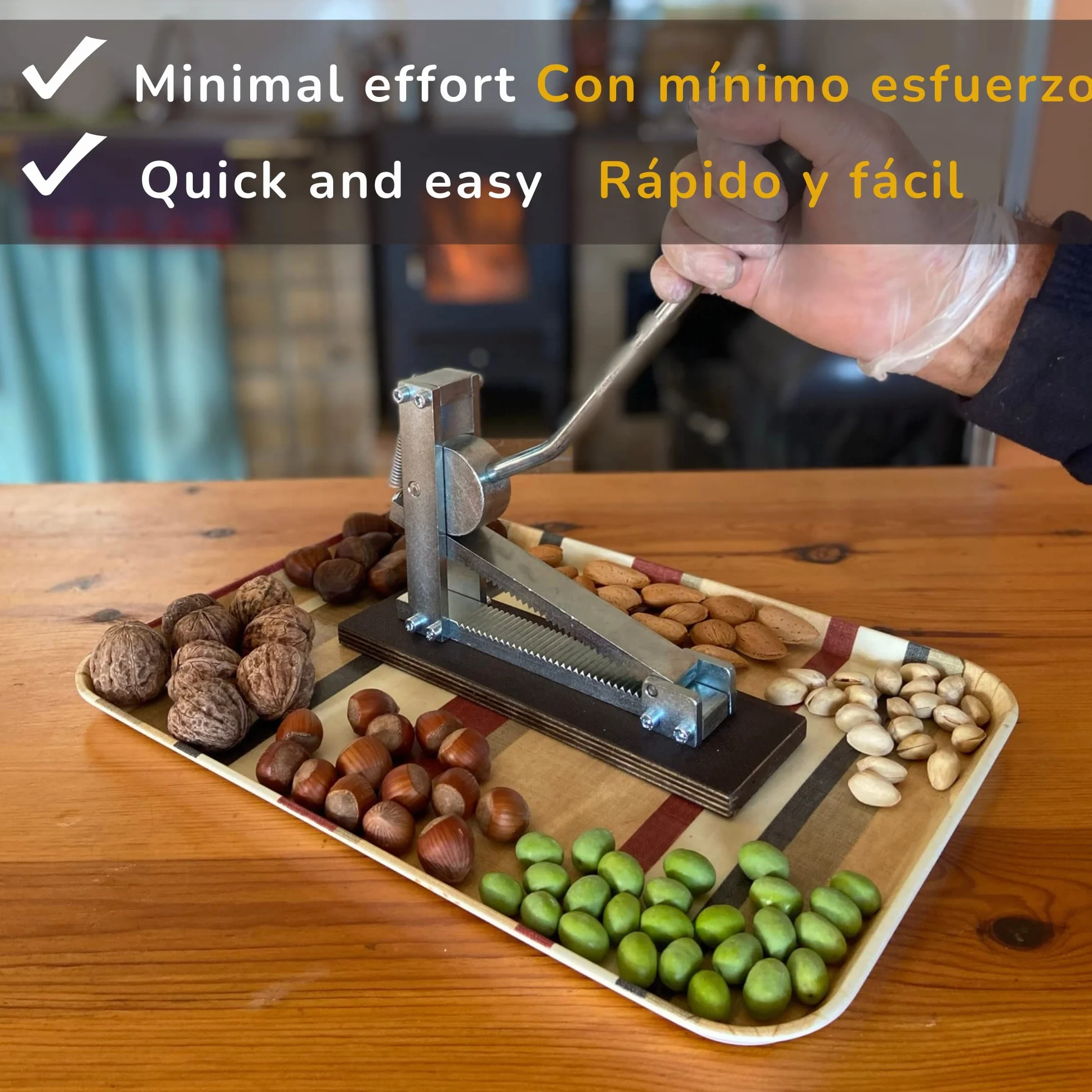 Cascador de Frutos Secos - Fabricado en Acero Máquina Partir Almendras Partidor Pelador de Nueces Avellanas Aceitunas Marisco Rápido Sin Esfuerzo