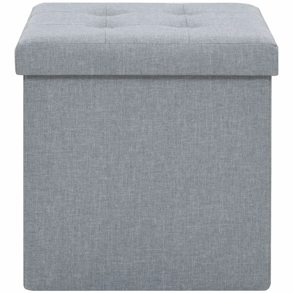 Genérico Taburetes almacenaje Plegables 2 uds Lino sintético Gris Claro,Mobiliario,Sillas,Taburetes y sillas plegables-247080
