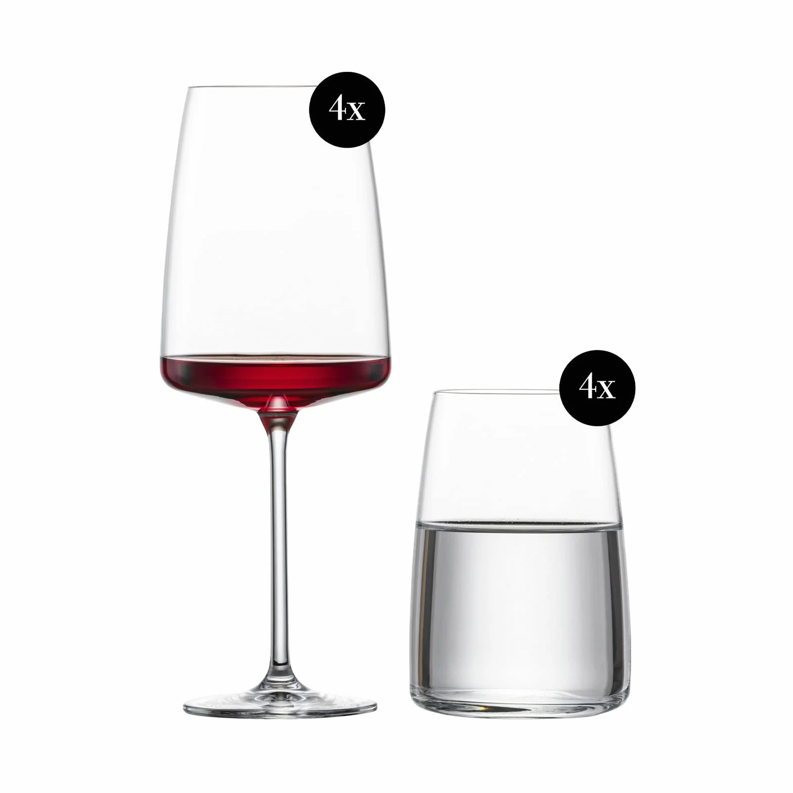Zwiesel Glas Vivid Senses - Juego de copas de vino y agua (8 piezas, en caja de regalo, copa de vino afrutada y fina, 535 ml, vaso multiusos de 500 ml, apto para lavavajillas)