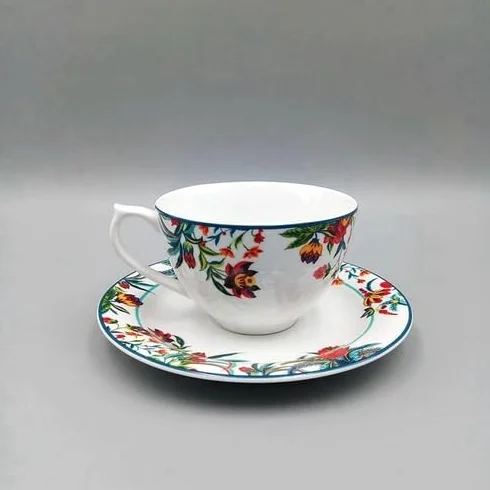 Vajilla de cerámica Estilo Europeo Estilo jardín de casa Flor vajilla de cerámica Conjunto tazón, Taza de café, Plato, Plato,Coffee Cup and Plate