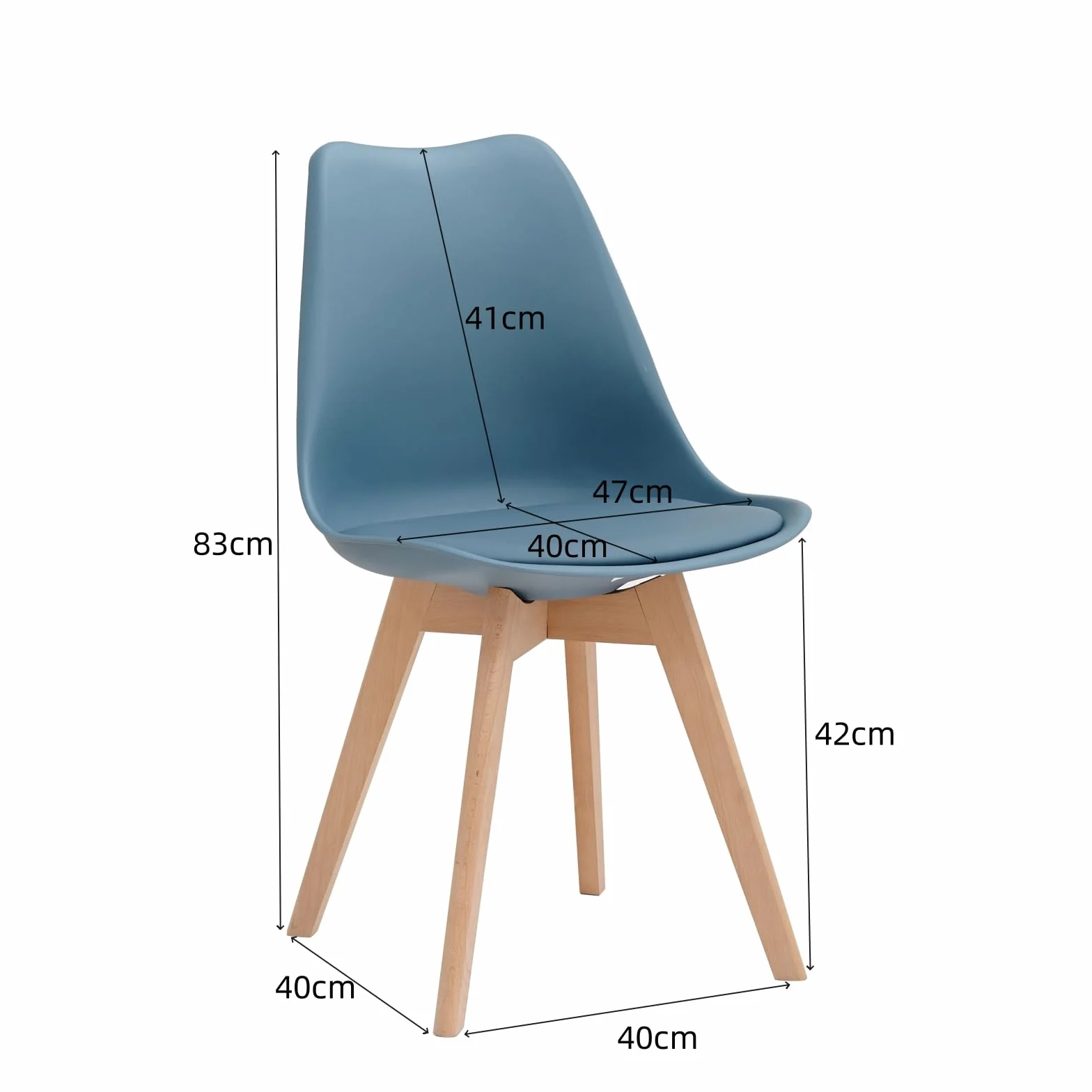Sillas de Comedor Nórdicas Patas de Haya Maciza Azul Oscuro - Juego de 6