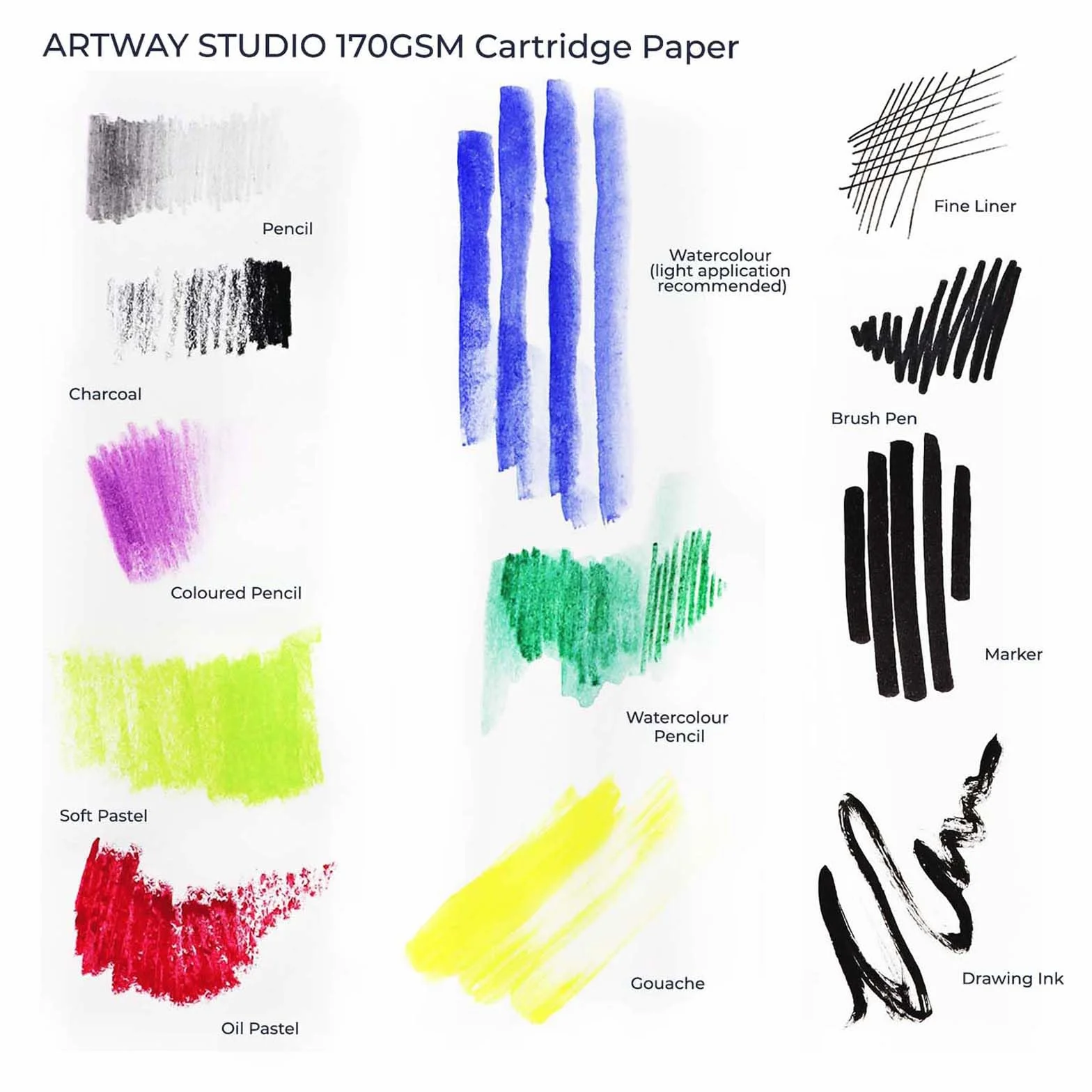 Artway Studio Cuaderno de dibujo A4 espiral apaisado 96 caras 170 gsm tapa dura negro