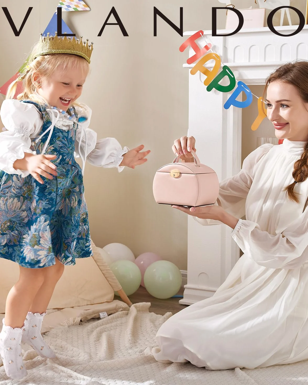 Vlando Joyero musical con bailarina giratoria, estuche de joyería con cerradura para niños, pulsera, anillo, collar, regalo para niños