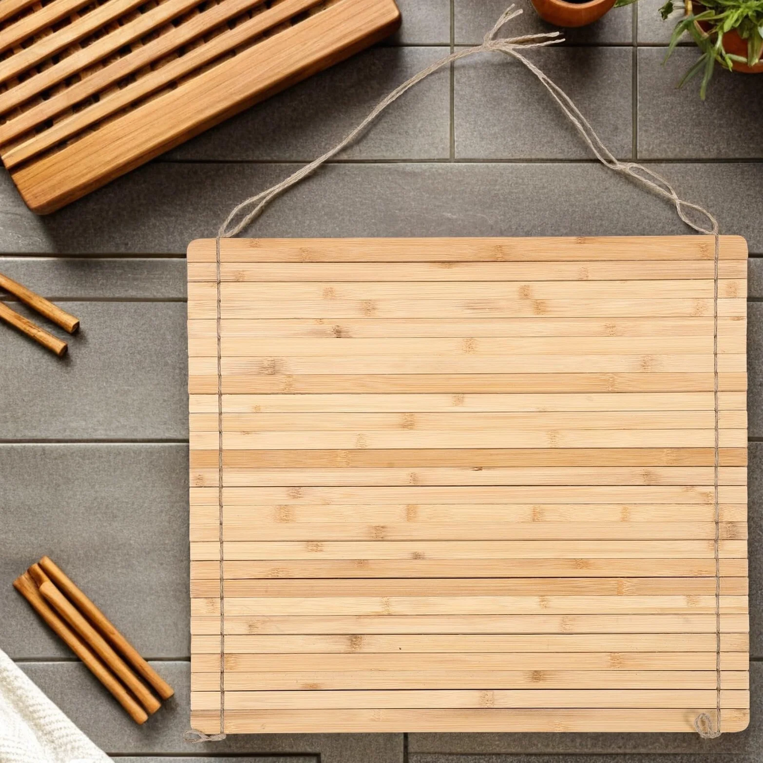 Escurridor de platos de bambú sobre el fregadero, escurridor de cocina plegable para platos, cuencos y tazas, estante extraíble que ahorra espacio y tapete de secado de verduras, 45 x 44 cm
