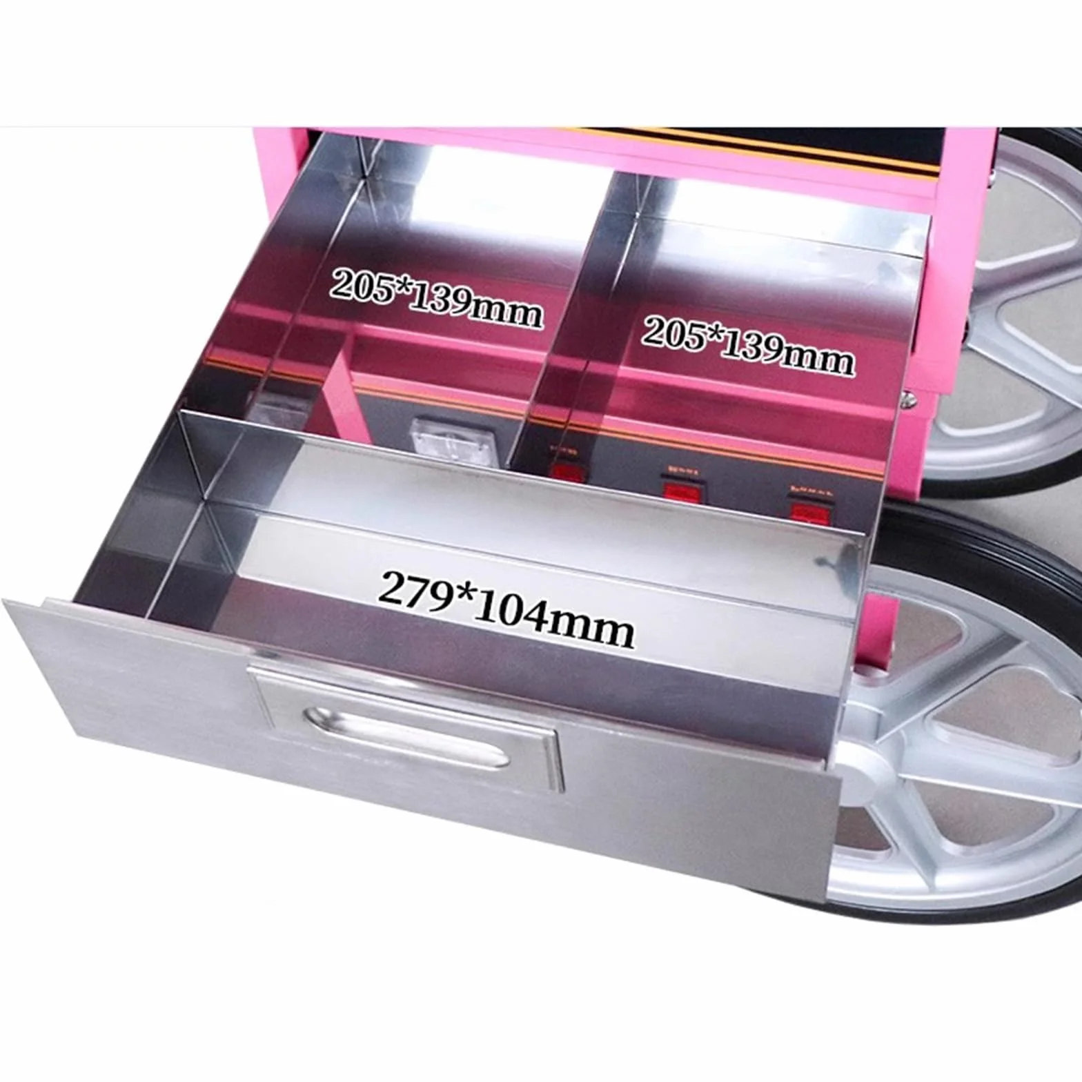 máquina de algodón de azúcar Máquina eléctrica de algodón azúcar con Carro, máquina Hilo Dental Comercial 1000W Cuchara y cajón Acero Inoxidable