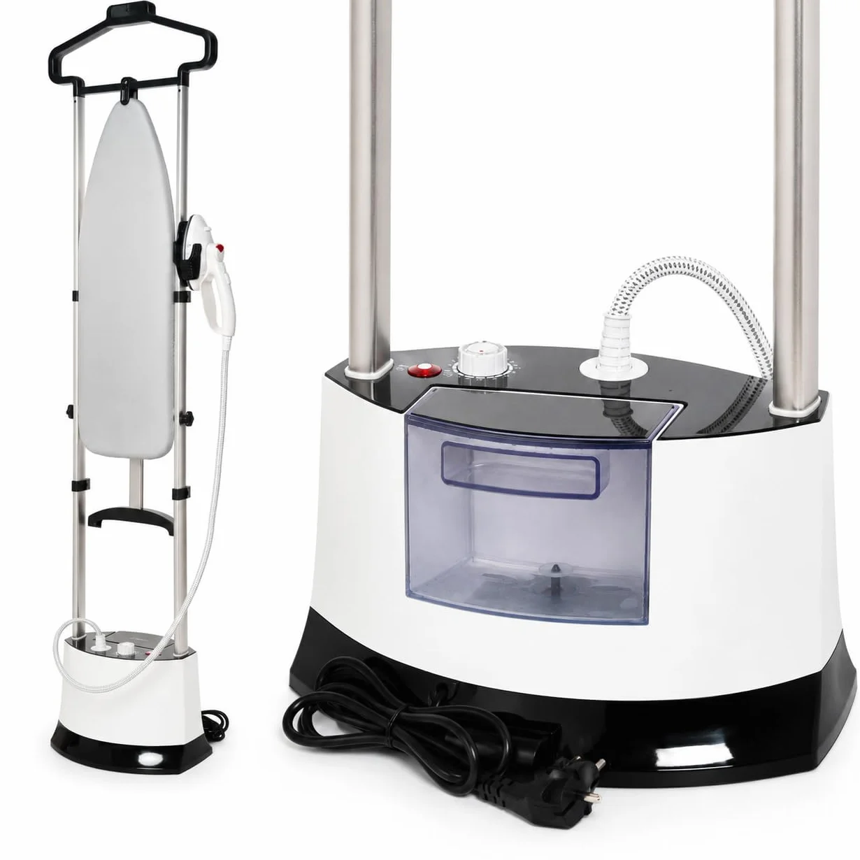Plancha Verticl Vapor: Centro de Planchado Vertical Vapor con Tabla Plegable 1400W 6 Bar Depósito 1.6L para Camisas Pantalones Cortinas y Ropa del Hogar con Ruedas y Altura Regulable
