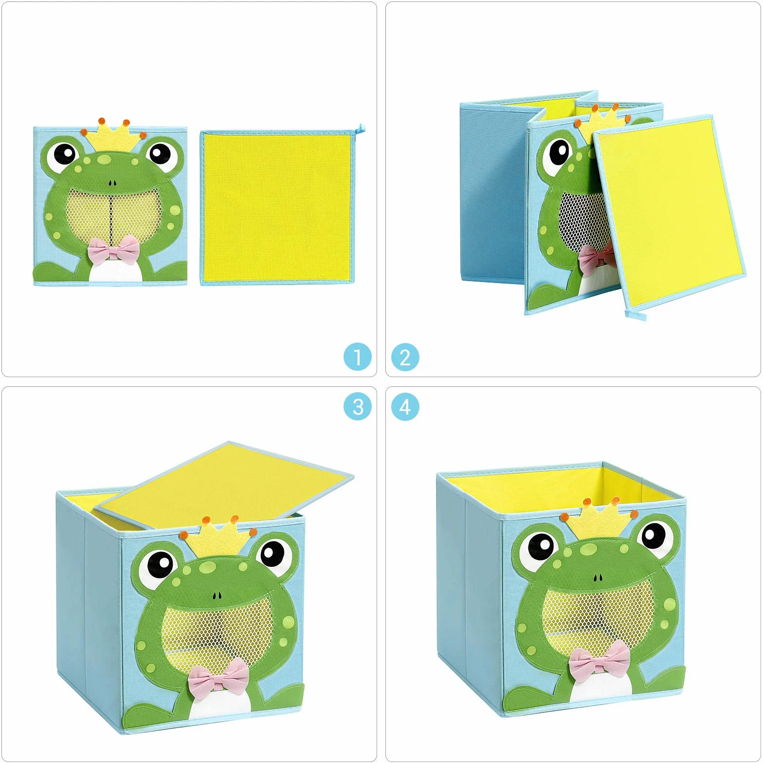 SONGMICS Cajas de Almacenamiento Juego de 3 Organizadores Plegable 27 x 27 x 27 cm Azul Verde Rosa RFB01PG