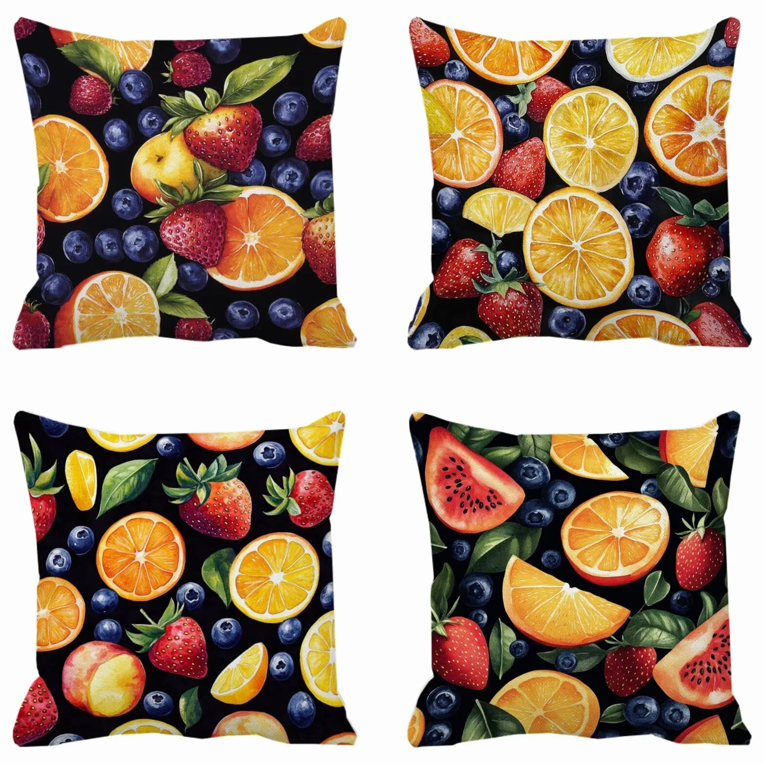 Cojines Sofa Fundas Cojines 50x50cm SúPer Suave Cojin Naranja quemado Fruta Juego de 4, Fundas Almohada Impermeable Exterior, Interior Y Exterior Cojin Decorativos, Para SalóN Regalos NavideñOs P-421