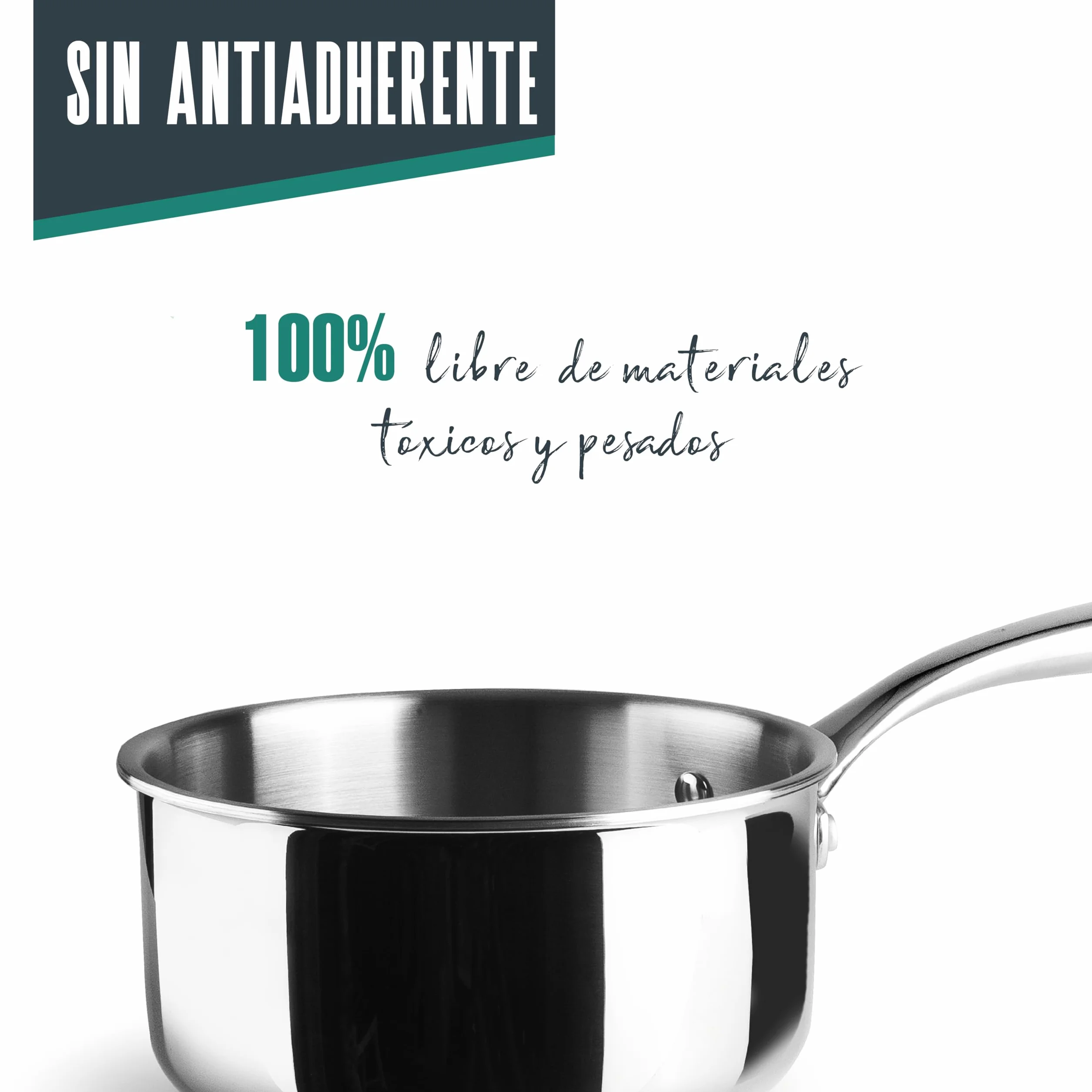 Lacor - 60868 - Cazo Trichef, 2,5 L, 18 cm, Tricapa de Acero Inoxidable 18/10 y Aluminio 1060, Mango de Acero Fundido, Apto para Inducción, Horno y Lavavajillas