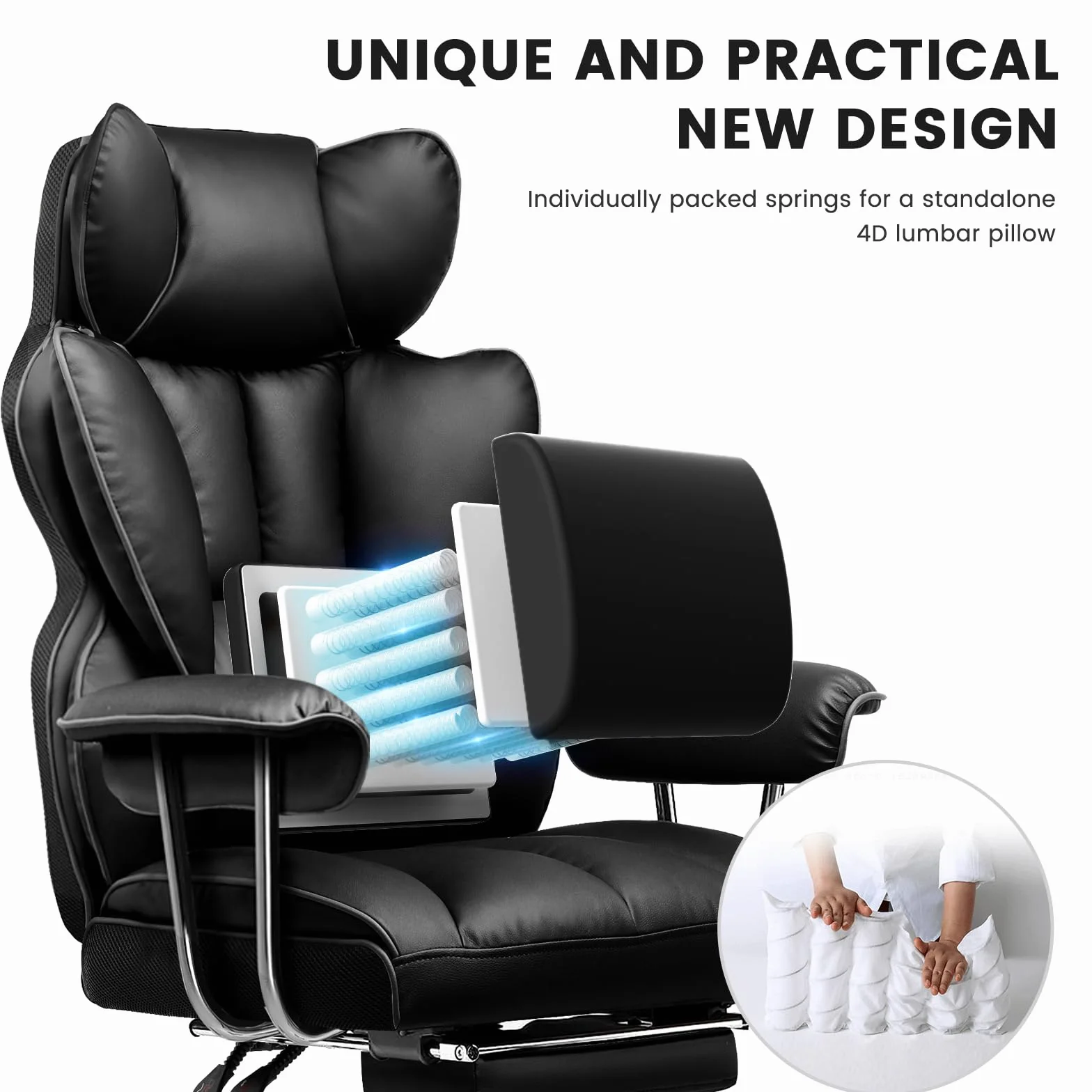 GTPLAYER Silla Gaming Silla Gamer Ergonómicas Reclinables con Reposapiés Silla Ordenador Altura Regulable Rotación de 360 Silla Oficina para Trabajar Negro