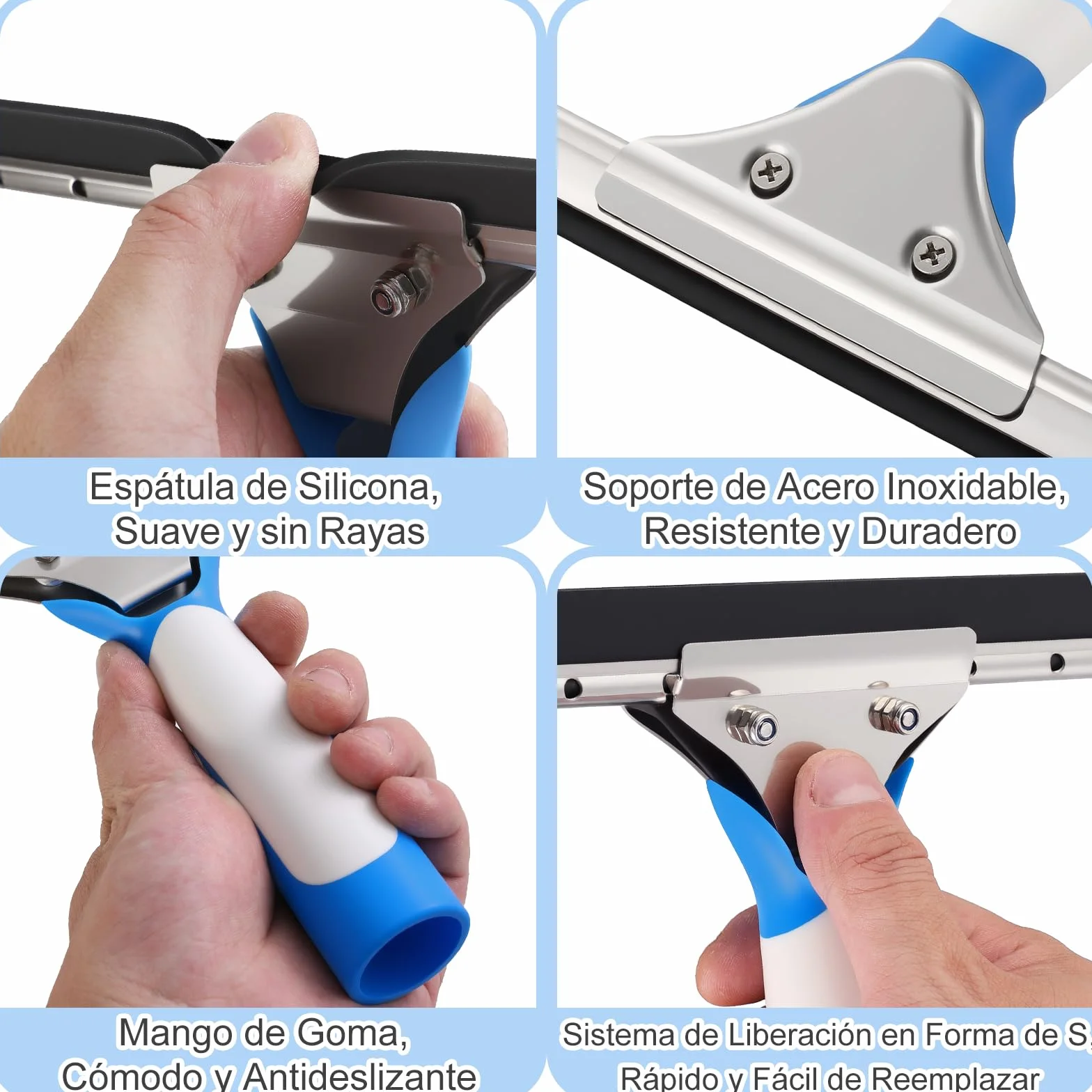 Mitclear Limpiacristales Profesional 15cm, Limpiador de Ventanas Acero Inoxidable, Escobilla Silicona para Cristal