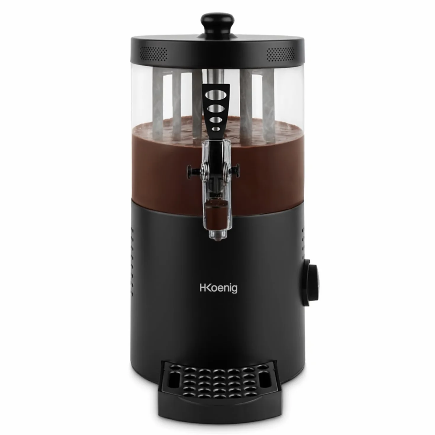 H.Koenig - Dispensador de chocolate caliente de acero inoxidable SHK802, 1200 W, depósito extraíble de 3 L, termotast ajustable, mantenimiento caliente, sistema antigoteo, compatible con lavavajillas