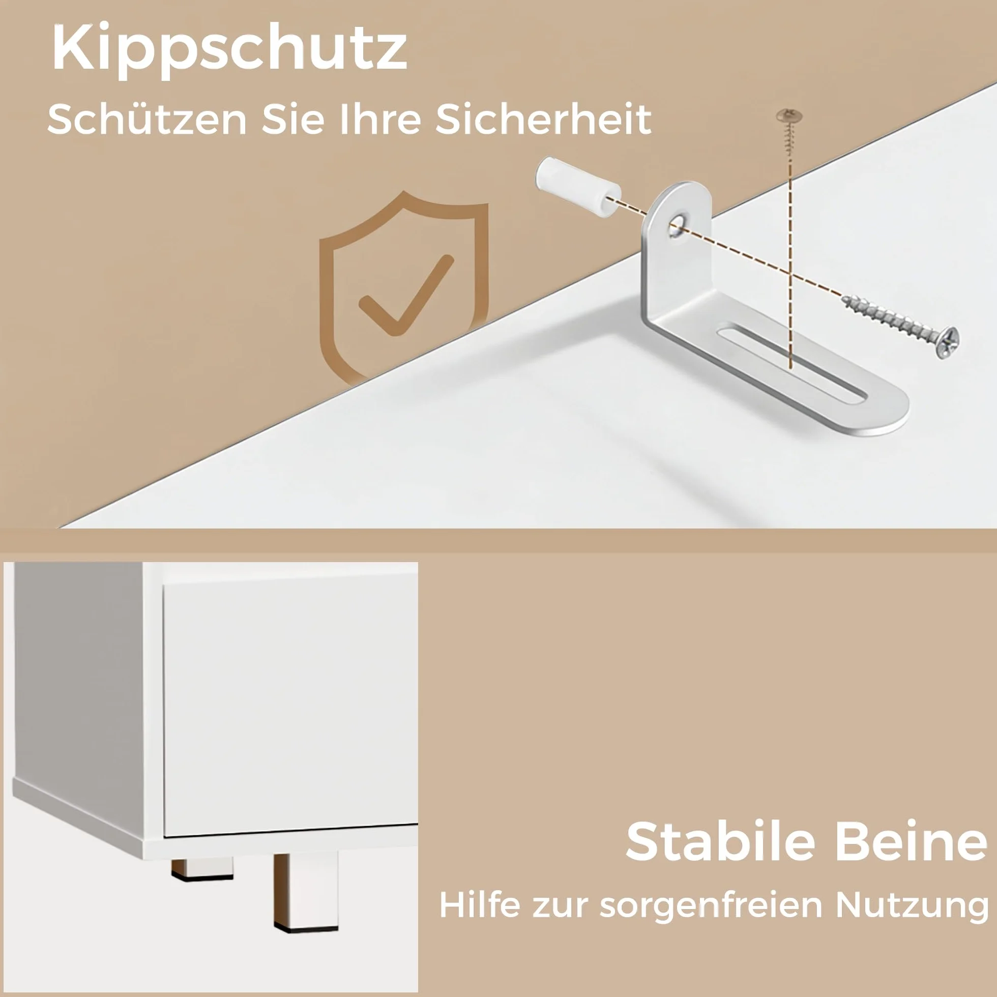 ANWBROAD Mueble Bajo Lavabo, 4 Cajones, 2 Puertas, Armario de Baño con Patas, Moderno,90 x 30 x 64,5 cm, Blanco SSC002W