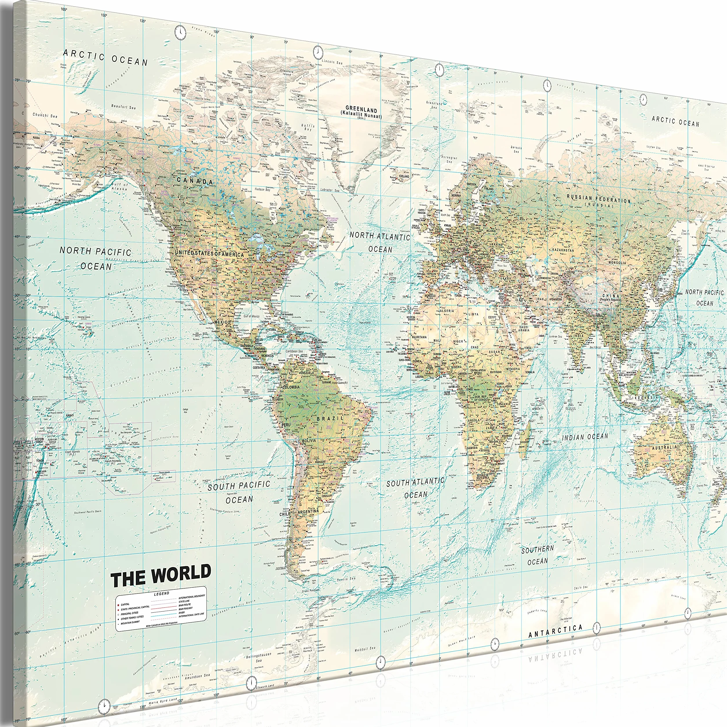 murando Cuadro Mega XXXL Mapa del mundo 160x80 cm Cuadro en Lienzo en Tamano XXL Grande Gigante Imagen Para Montar por uno Mismo Decoración De Pared DIY marrón mapa k-A-0207-ak-h