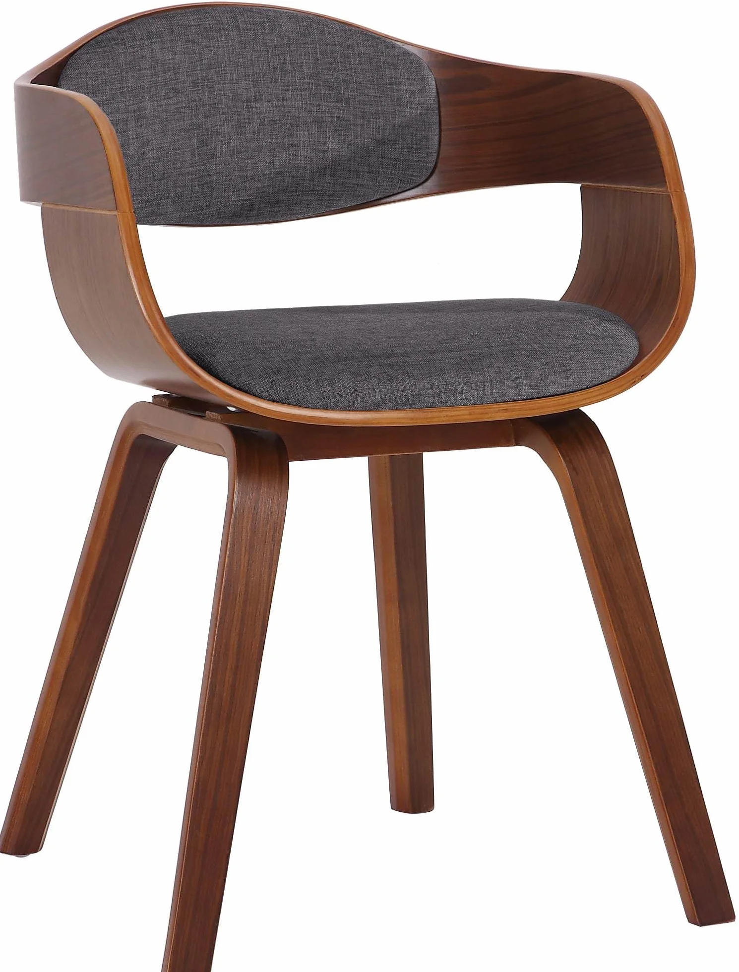CLP Silla De Visita Kingston En Tela I Silla De Madera con Respaldo Semi-Curvado I Butaca De Salón En Estilo Escandinavo I, Color:Nuez/Gris Claro