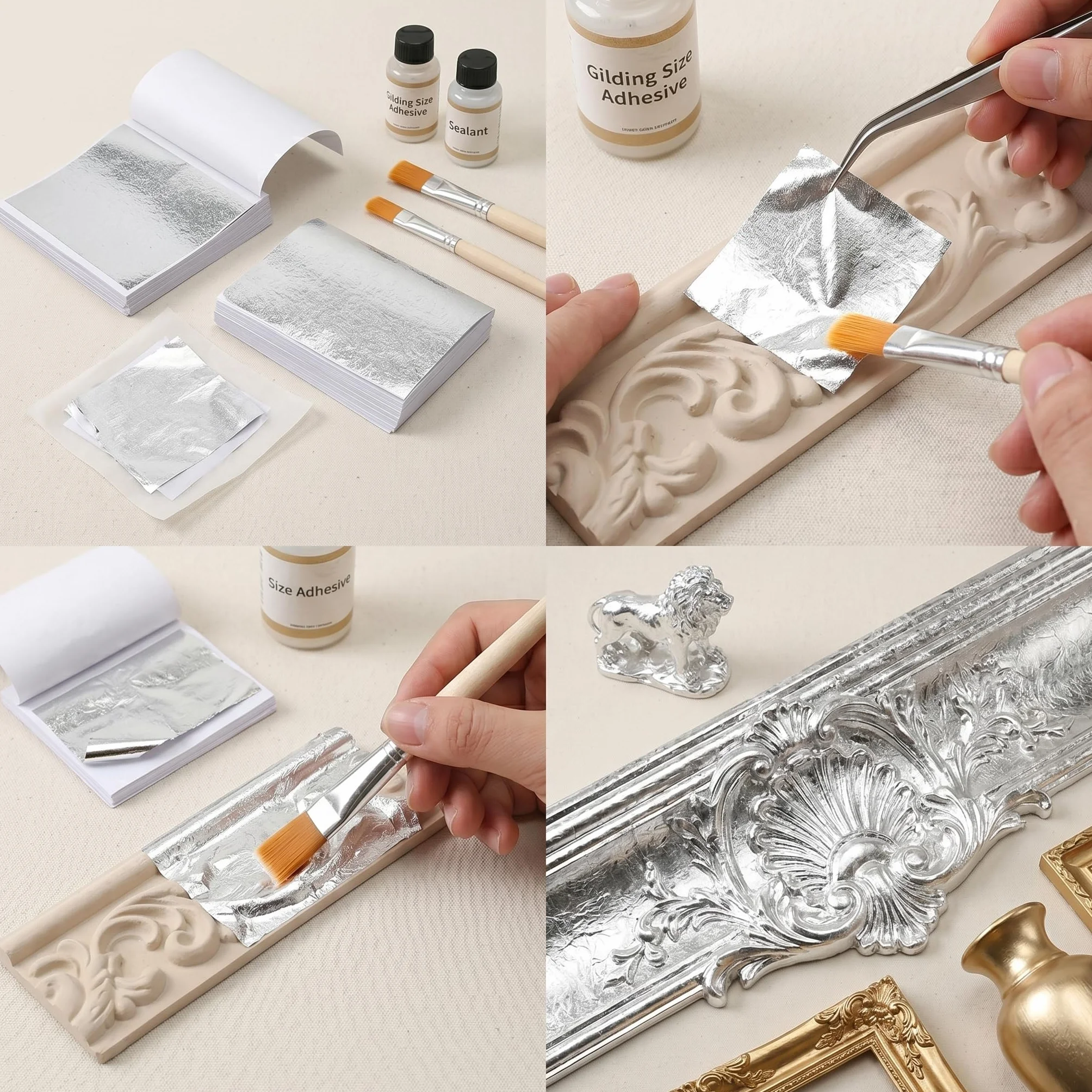 Pan de Plata Imitación 100 Hojas 8.5x8 cm para Manualidades y Decoración