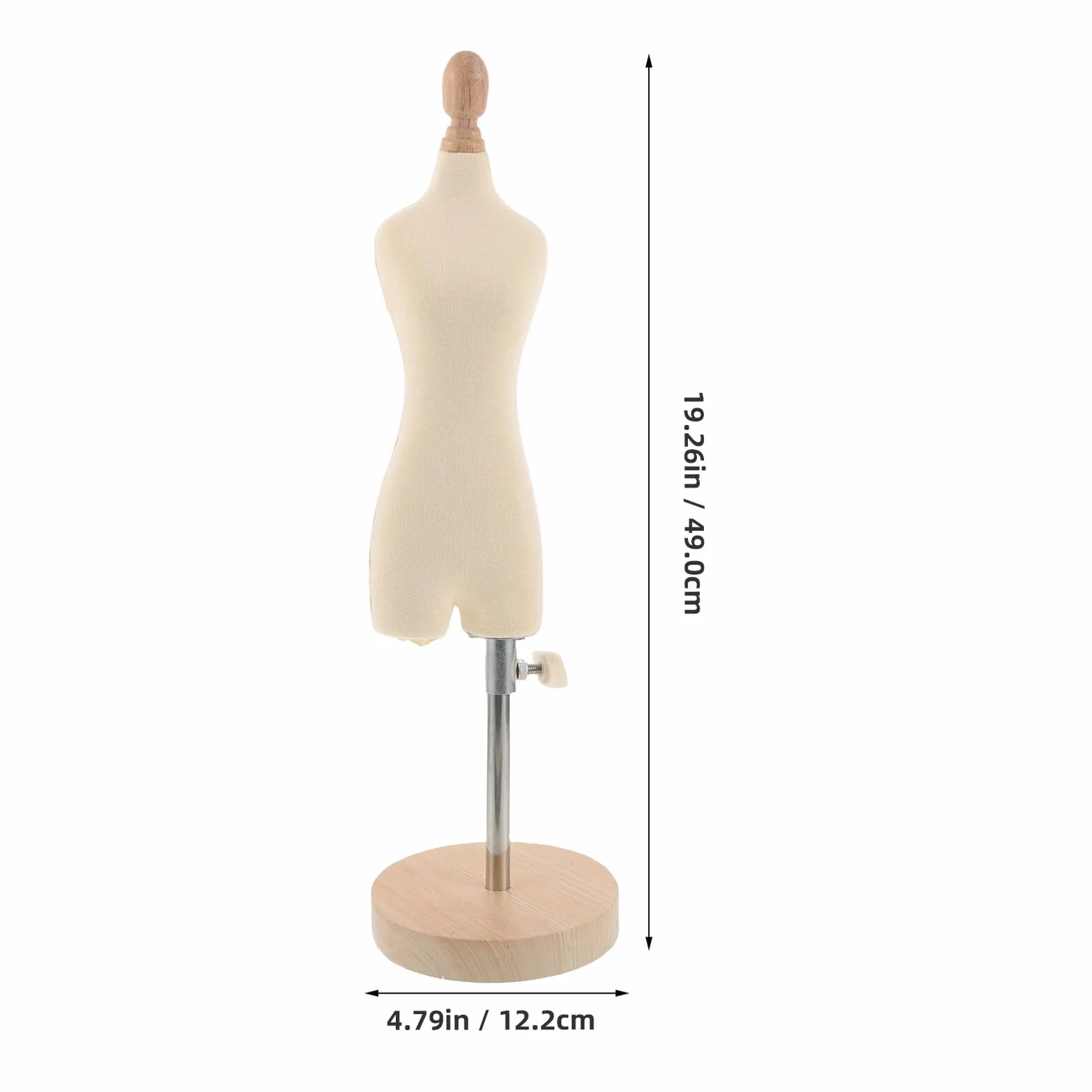 Maniquí de Costura Femenino Mini 1/4 para Confección | Beige, Permite Inserción de Alfileres, para Estudio en Casa y Aula, Portátil, Madera Acero Inoxidable Tela