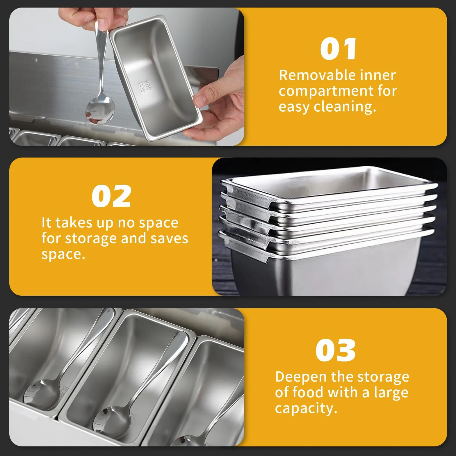 Caja de ingredientes para múltiples especias, recipiente de acero inoxidable con tapa, recipiente para ingredientes, bar para gastro, recipiente para barbacoa, accesorios para pizza, estación