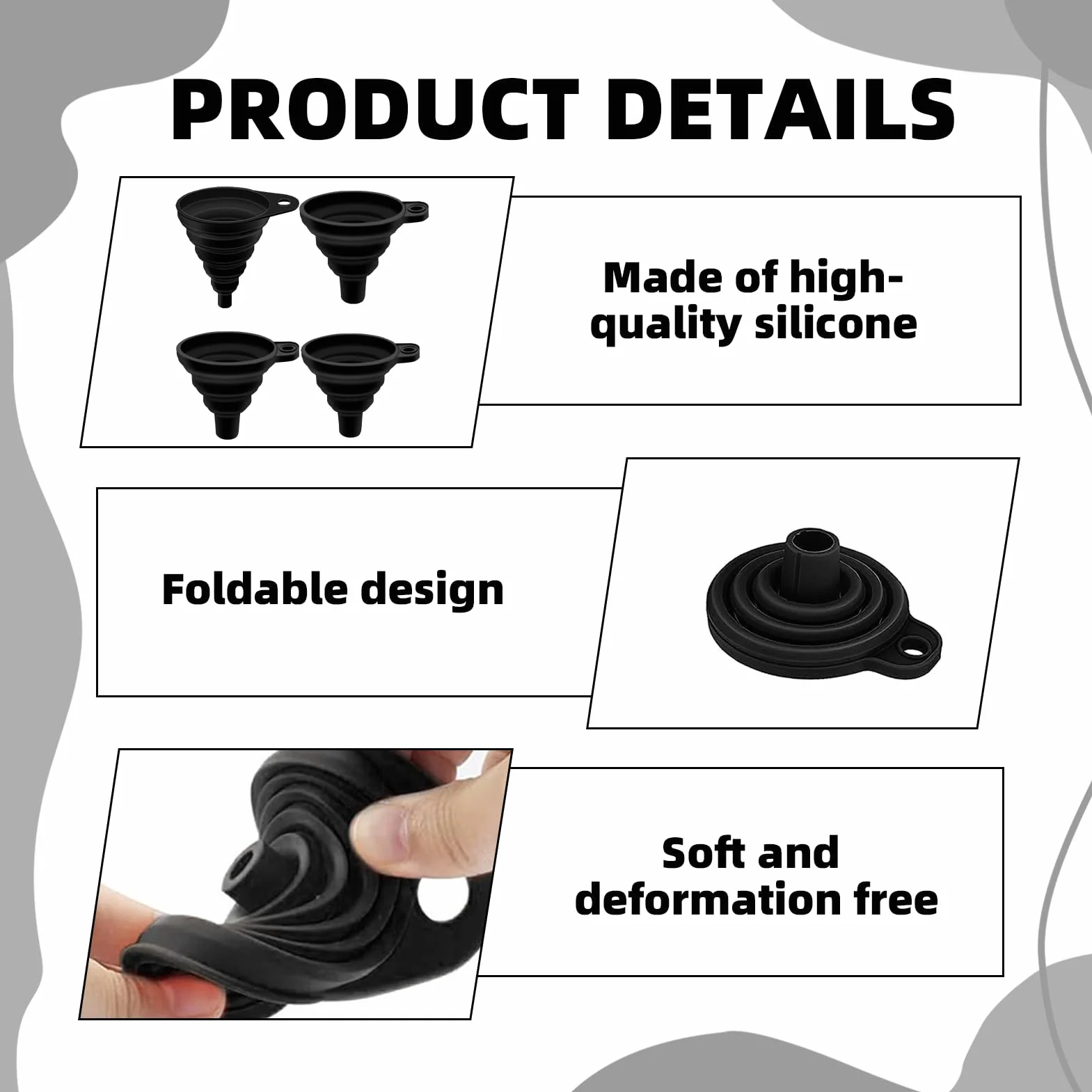 Embudo Plegable de Silicona 4 Tamaños S/M/L/XL para Cocina Cerveza