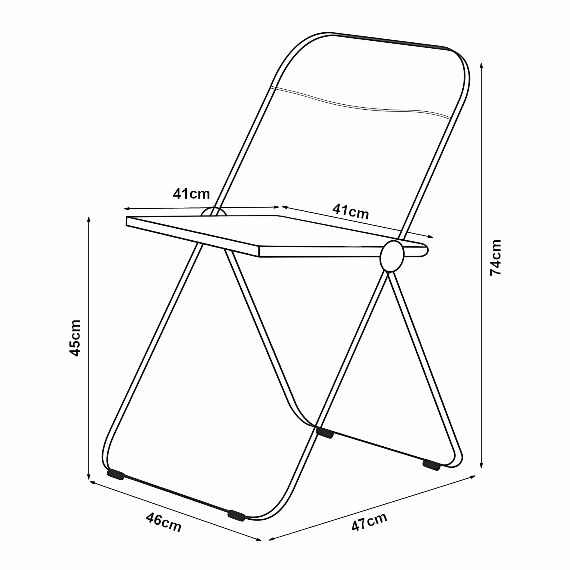 Juego de 2 Sillas Plegables Pornainen Transparentes Eventos Hogar Máx. 120 kg 74 x 46 x 47 cm Acero Plástico - Naranja