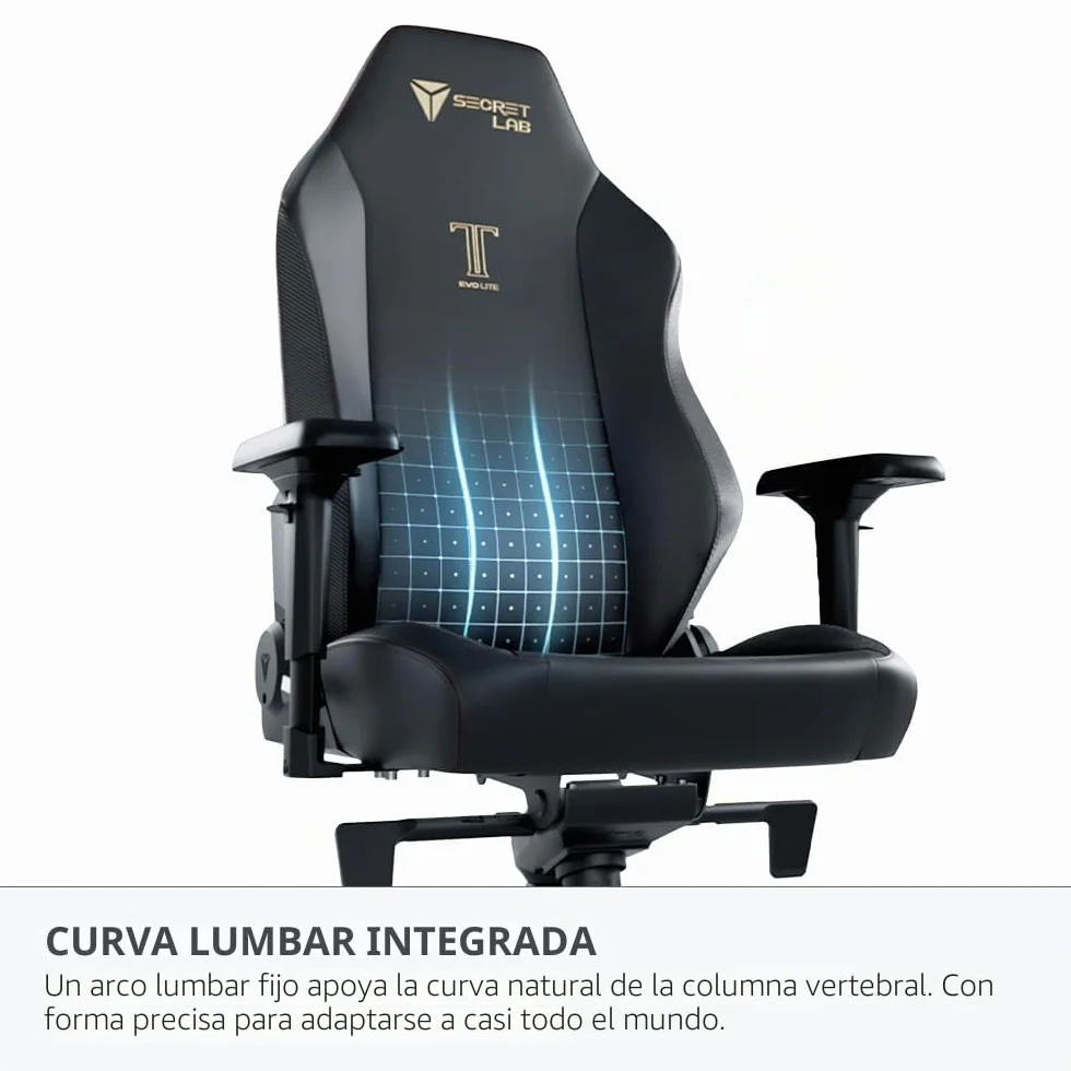 Secretlab Titan Evo Lite en BLACK3 Prime SoftWeave - Silla reclinable para computadora ergonómica y resistente con reposabrazos 4D y soporte lumbar, color negro