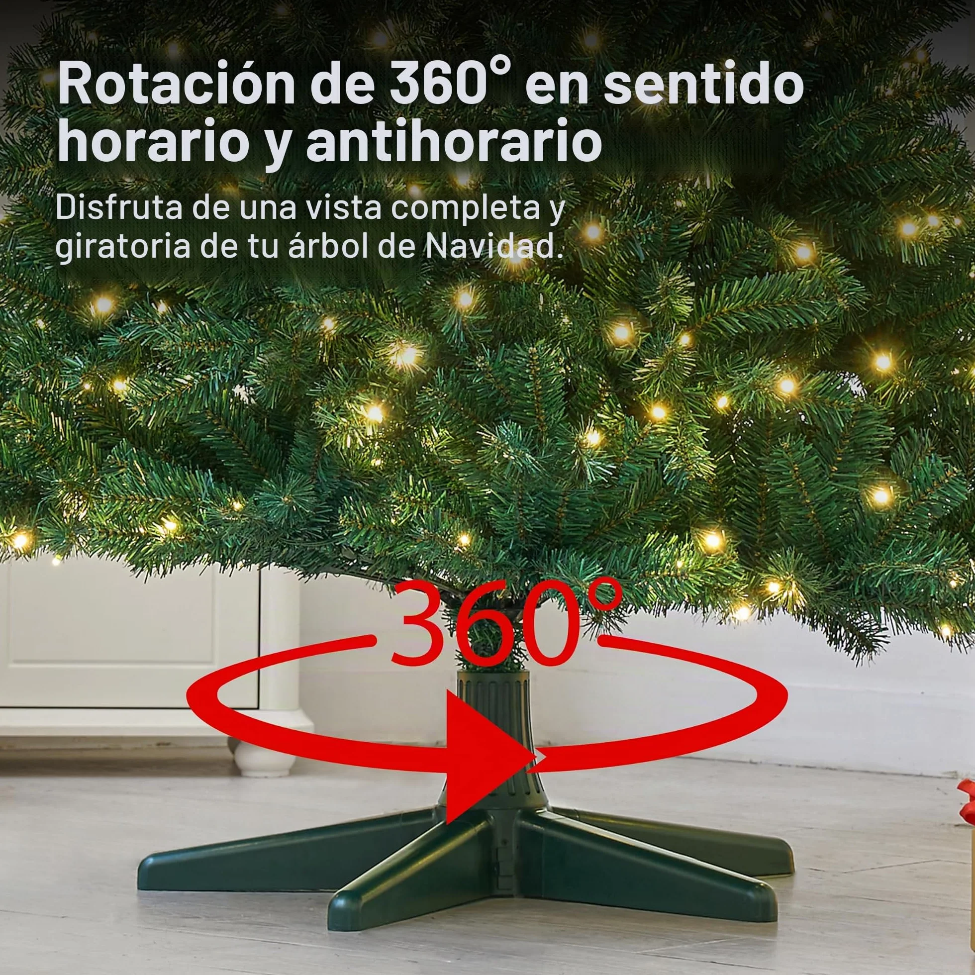 Soporte giratorio de 360° para árbol de Navidad, soporte giratorio para árbol de Navidad artificial, giratorio ajustable para decoración del hogar, festivales, para árboles de hasta 8 pies y 35 kg