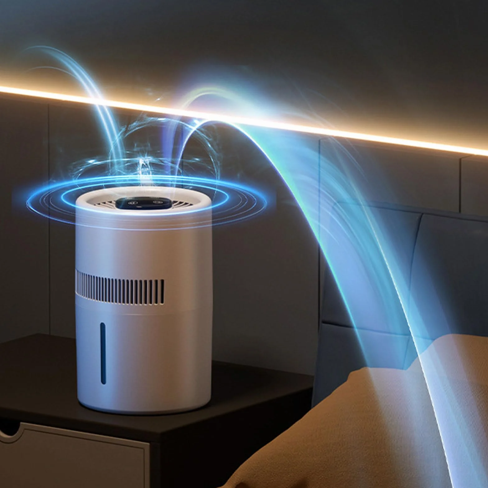 Purificador de Aire y Humidificador 2 en 1, 5 W, 4 L, Tanque de Agua Grande, Silencioso, Humidificador de Escritorio con Boquilla de 360°, Apagado Automático para Dormitorio,