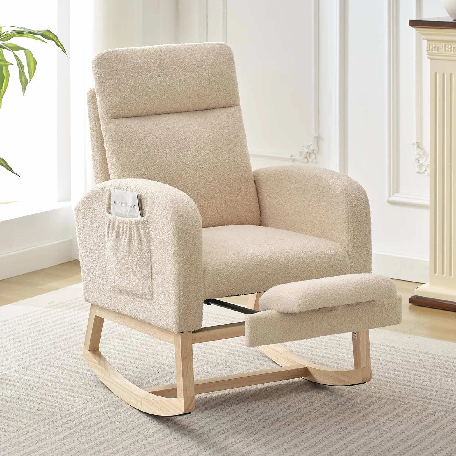 Sillas mecedoras de Lactancia con reposapiés, sillas mecedoras con Respaldo Alto, sillón tapizado con Base de Madera Maciza para el salón, el Dormitorio y la habitación del bebé