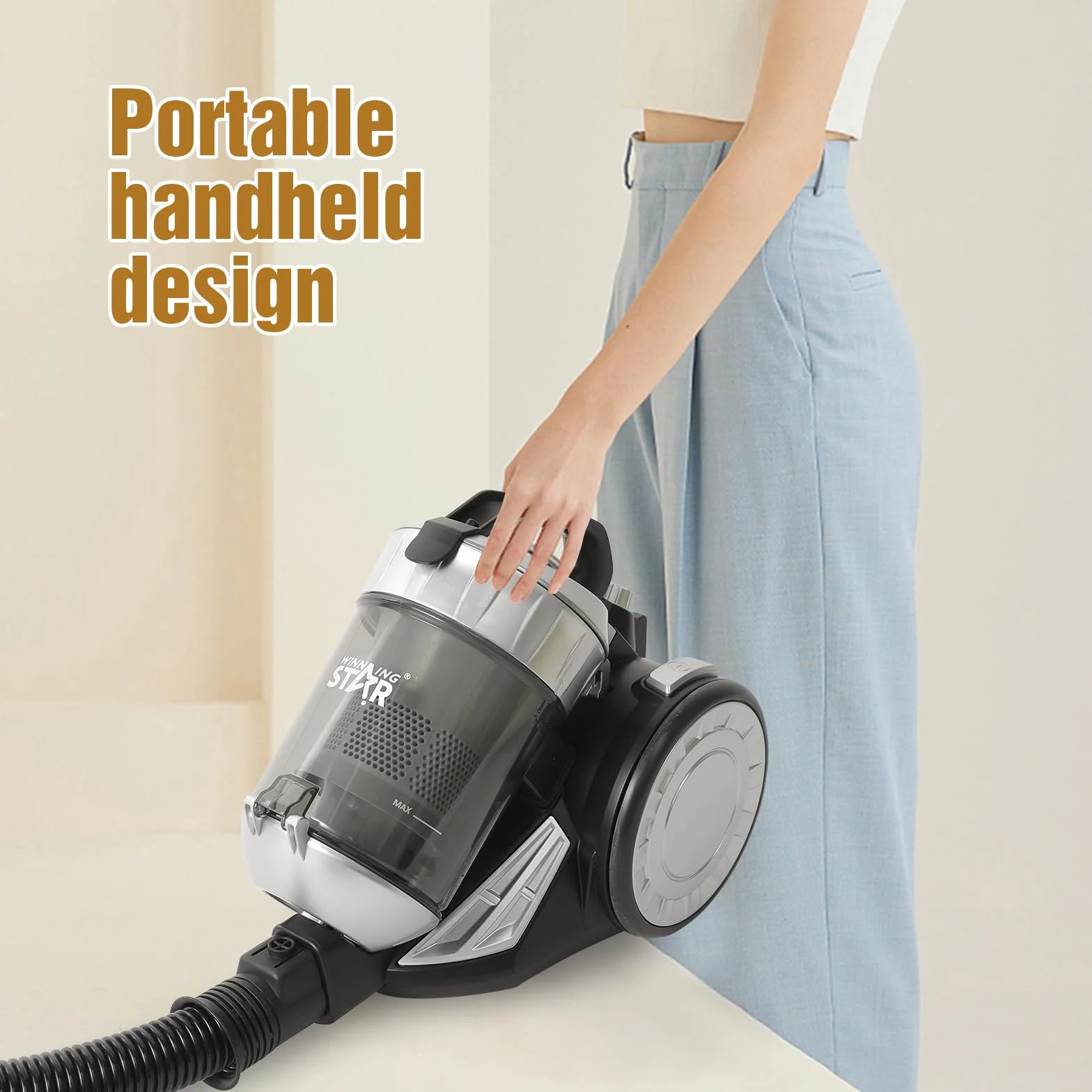 Aspirador sin bolsa con cable 1200W,Filtración HEPA & Bandeja de polvo 2L, tecnología ciclón, 16 KPa de potencia de succión potente, para pelo de animales y limpieza completa