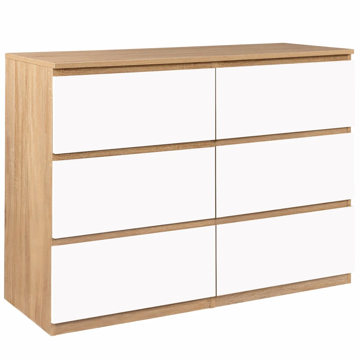 IDMarket TOMI - Cómoda de 6 cajones 110 cm, madera de haya, blanca
