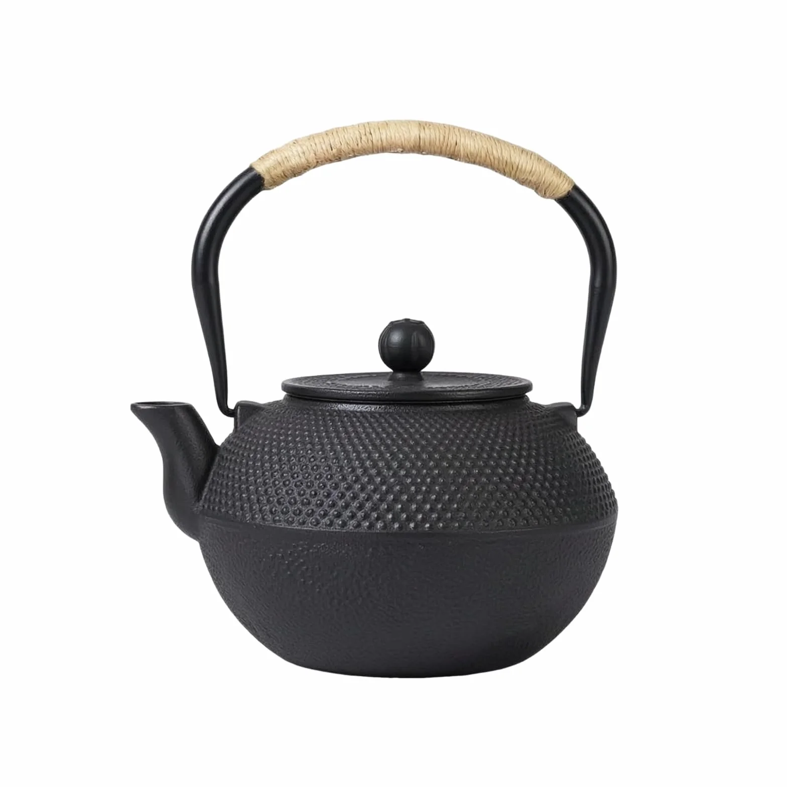 Tetera Hierro Fundido Negra Tetera con Asa Retención l Temperatura Vajilla para Cocina, 1200ml