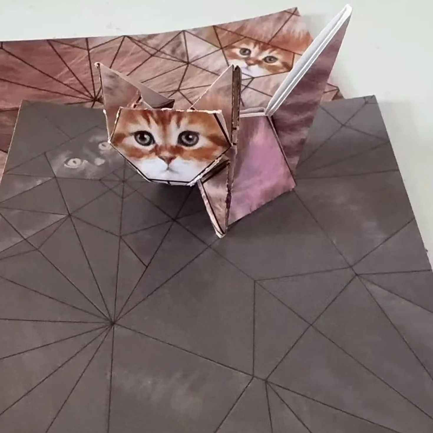 SIXHAOBU Papel gatos Origami 50 hojas 3D conjunto manual papelería kit actividad adulto DIY decoración escritorio