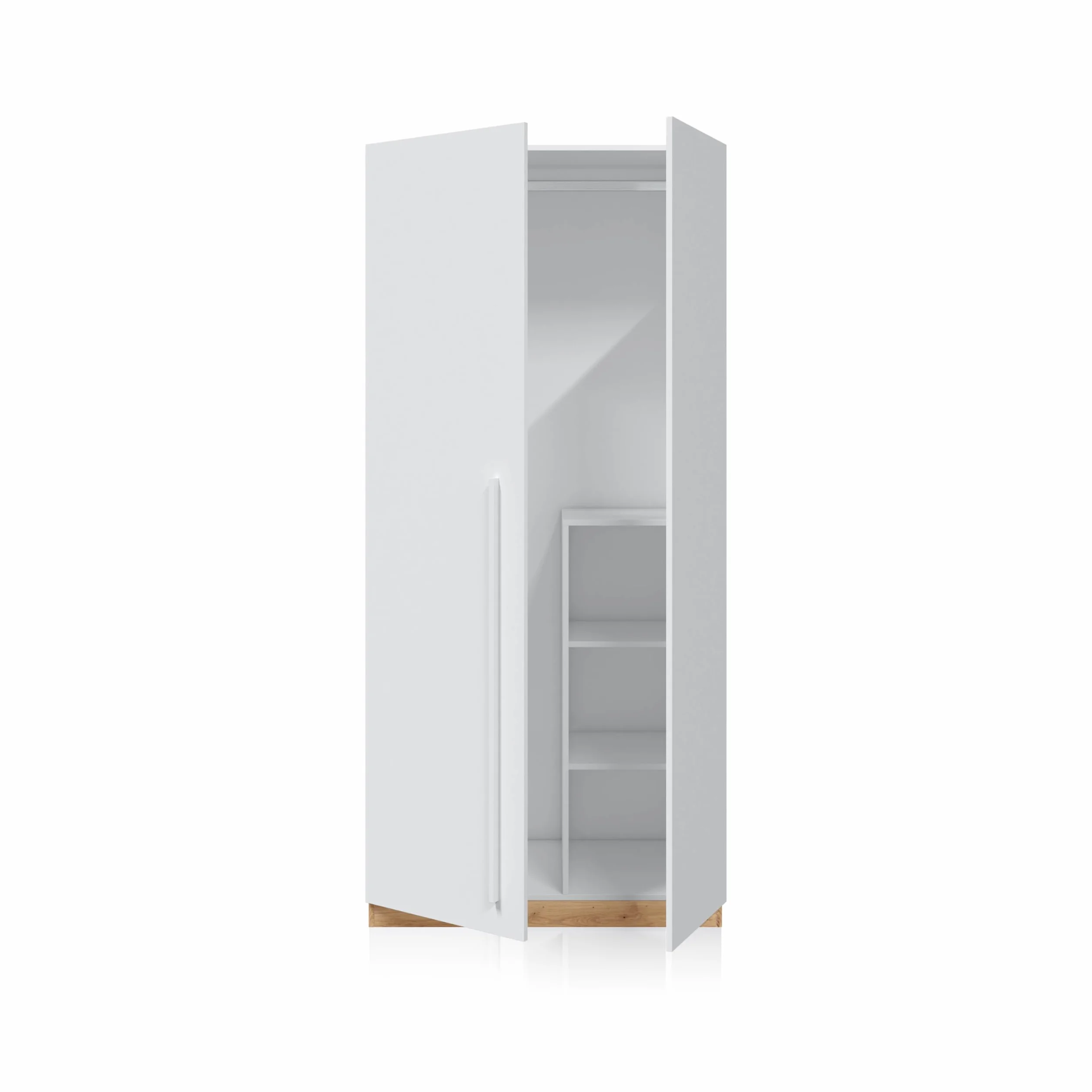 duehome | Armario Juvenil, Infantil, Armario Individual, Modelo Dess, Acabado en Color Blanco Artik y Roble Nodi, Medidas: 90 cm (Ancho) x 200 cm (Alto) x 52 cm (Fondo)