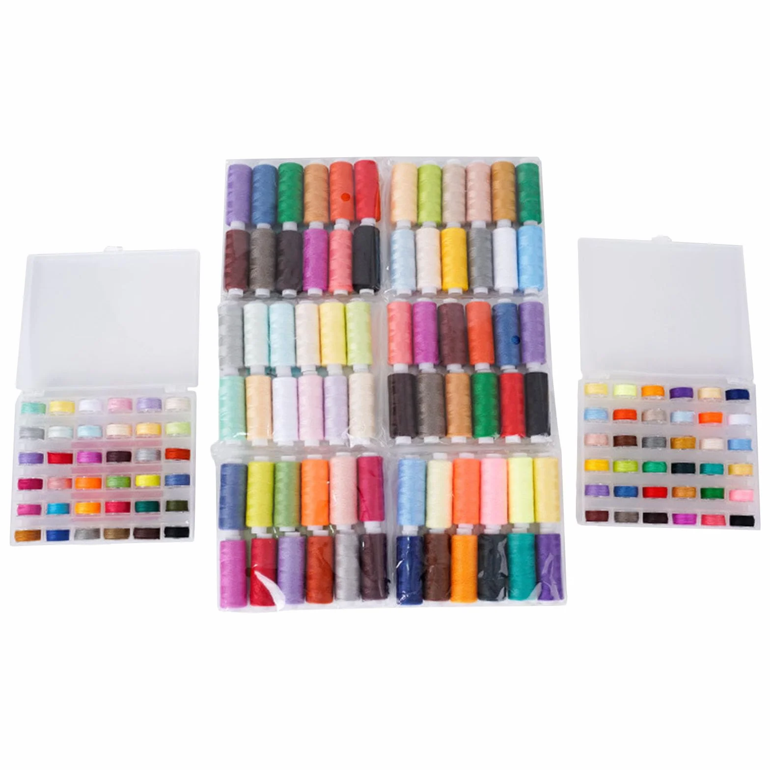 Hilo de coser de poliéster de 72 colores con caja de almacenamiento para principiantes y entusiastas del hogar