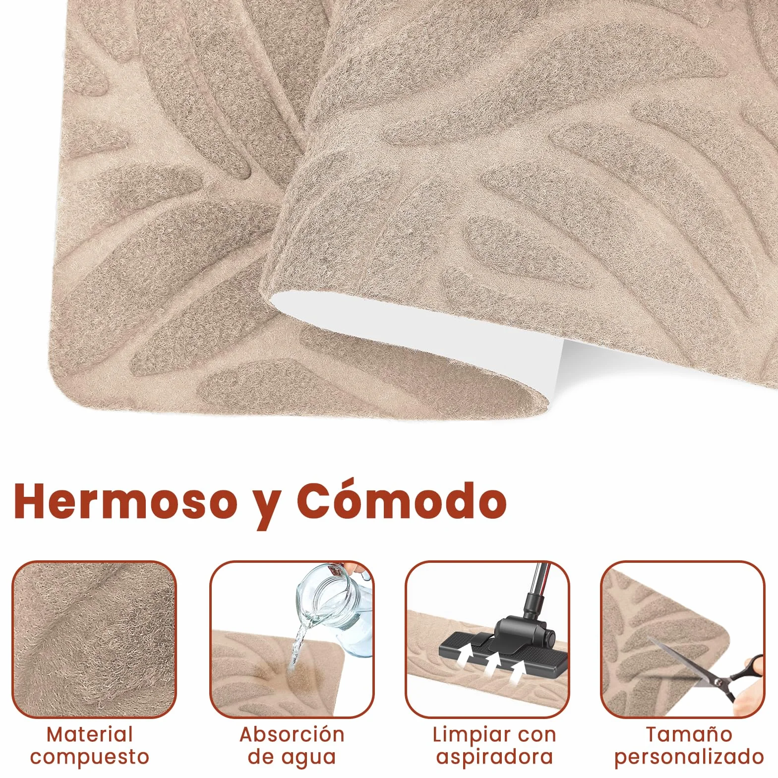 Alfombrillas para Escaleras Antideslizantes, 15 Alfombrillas Autoadhesivas Escalones Interiores, Recortables y Reutilizables - Protección para Mascotas, Mayores, Niños (Beige, 76x20 cm)