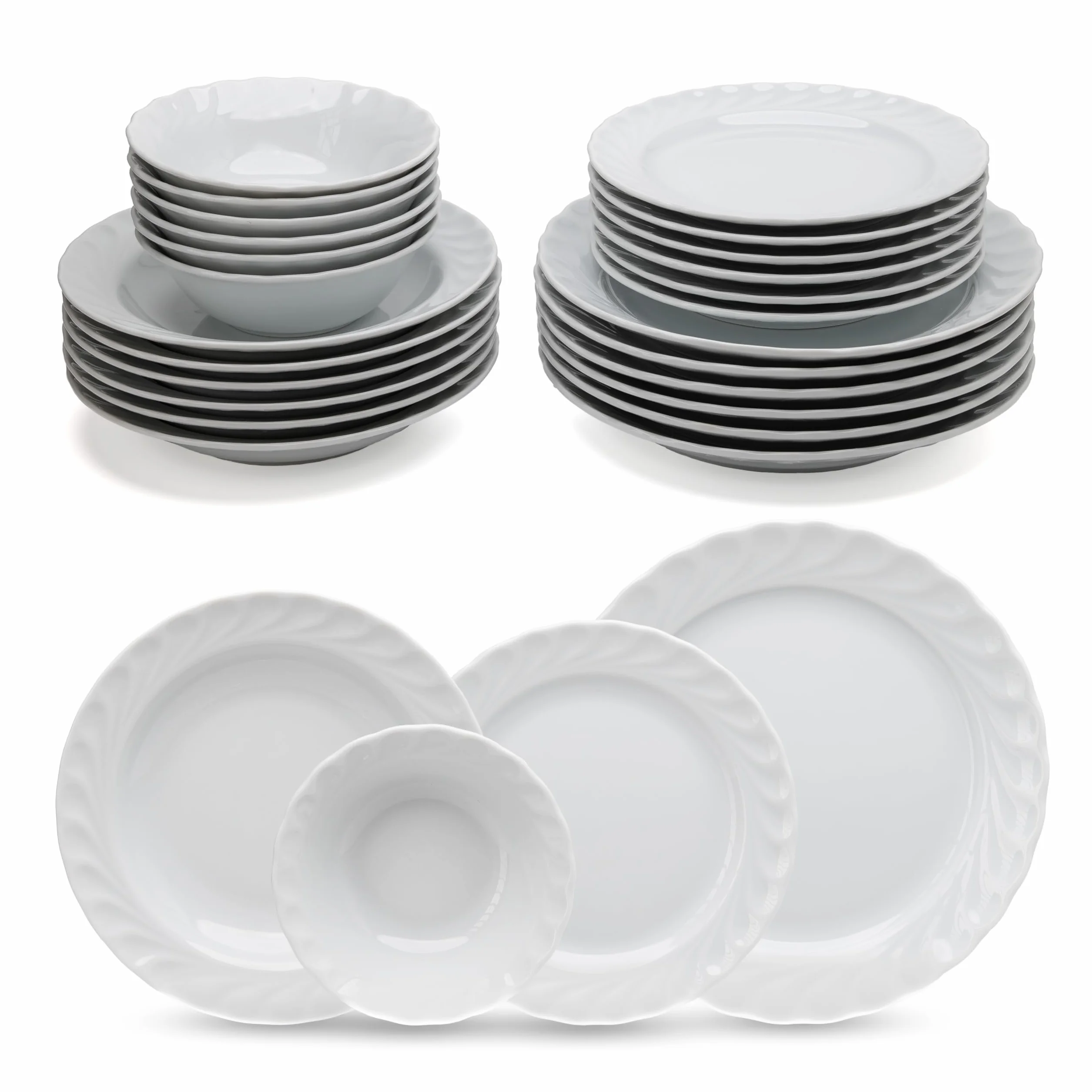 Vajilla de Porcelana Blanca 24 Piezas - Güral Porselen Damla - Completa y Elegante